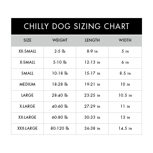 Chilly Dog Sweaters Size Chart
