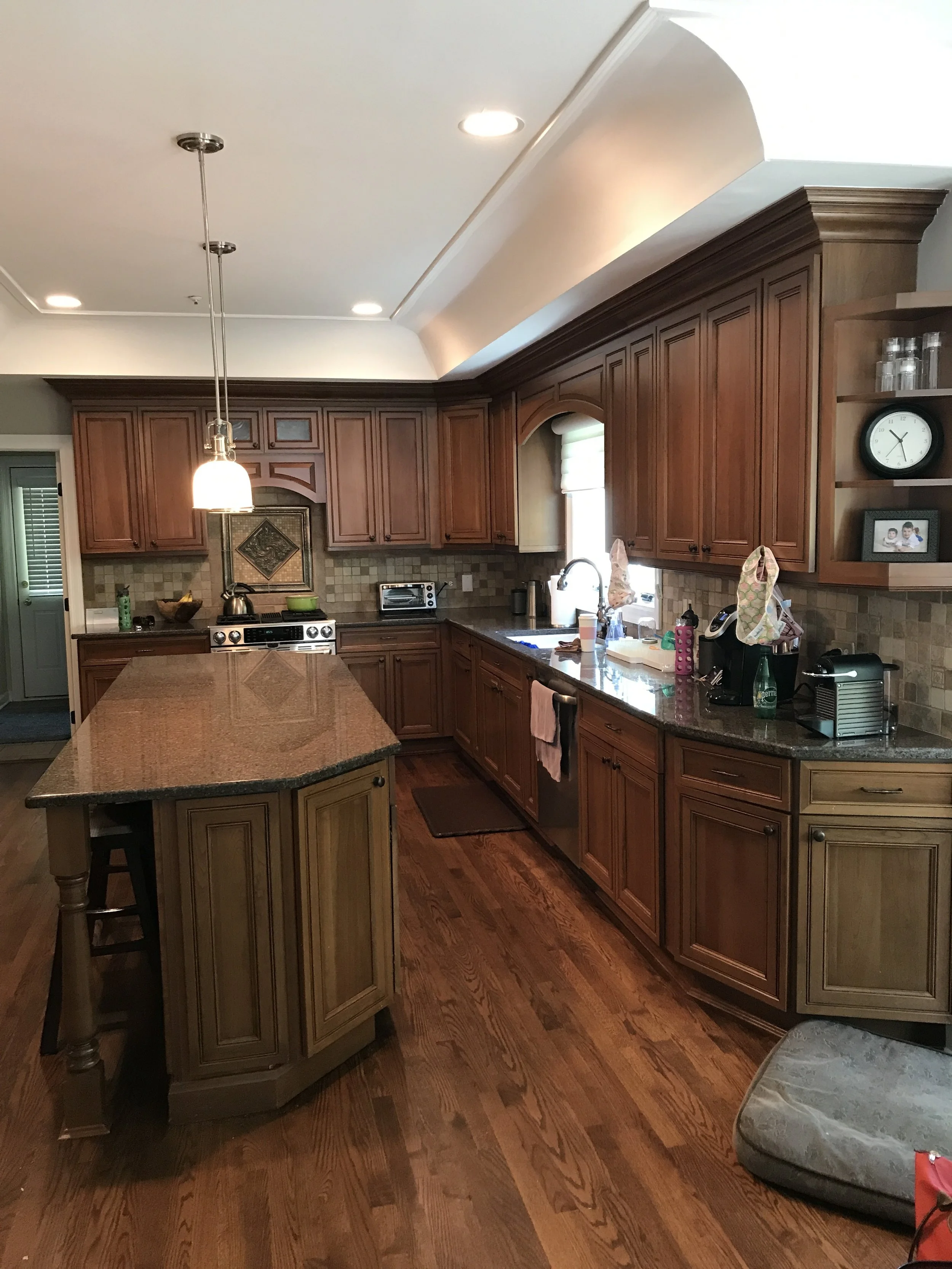 Beautiful Chef S Kitchen Medium Brown Glass Cabinets Stainless