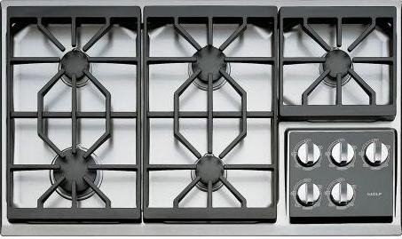 New Professional Stainless Steel Wolf 36 Gas Cooktop Traditional