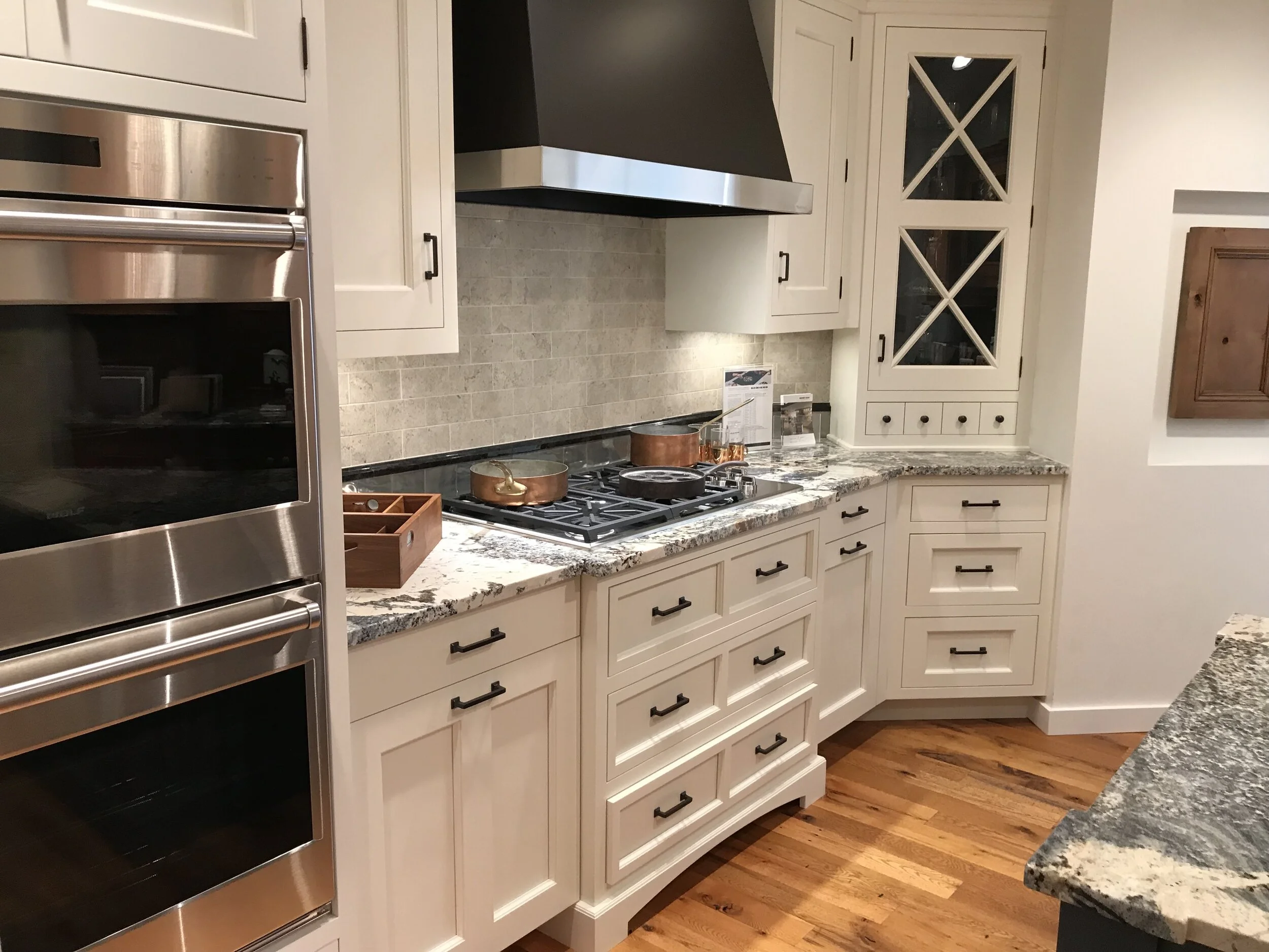 New Hampshire Custom White Shaker Inset Cabinetry Kitchen Blue