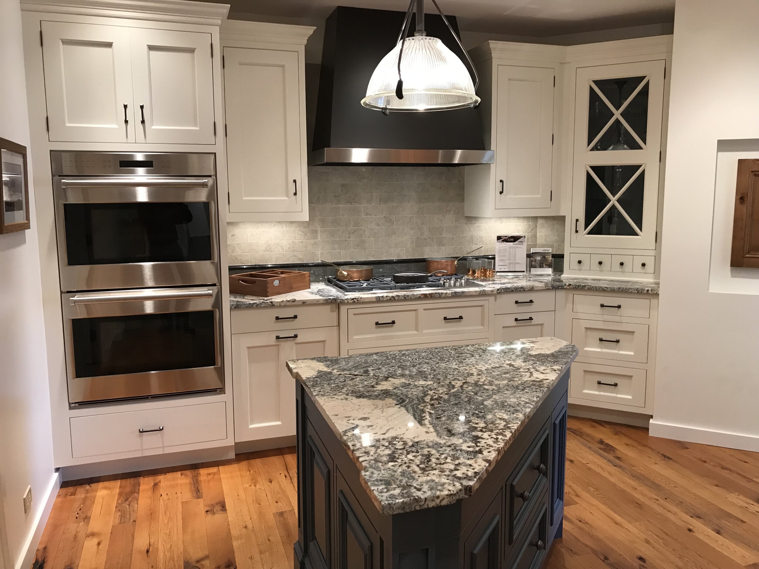 New Hampshire Custom White Shaker Inset Cabinetry Kitchen Blue