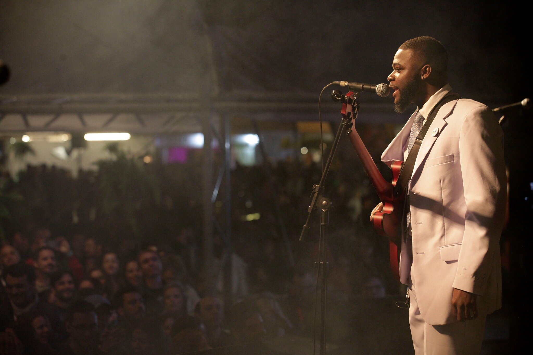 Keith Johnson performs on the main stage at the 2019 Mississippi Delta Blues Festival in Caxias do Sul, Brazil.