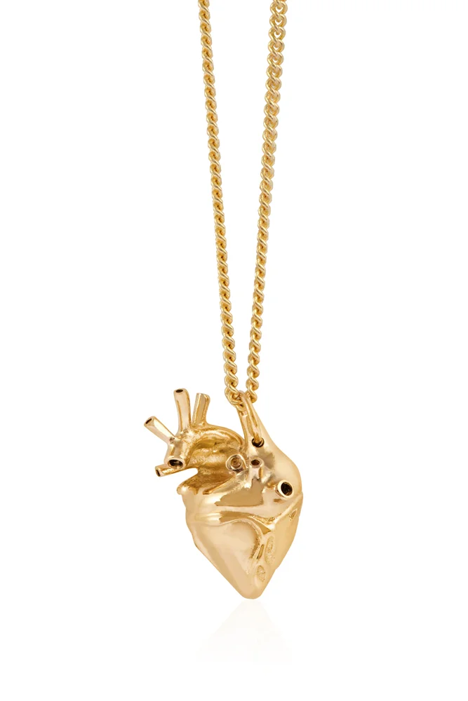 Small Gold Anatomical Heart Pendant Handmade Jewellery London The Wearer - Anatomical Heart Pendant Small Gold Anatomical Heart Pendant Handmade Jewellery London The Wearer - Anatomical Heart Pendant