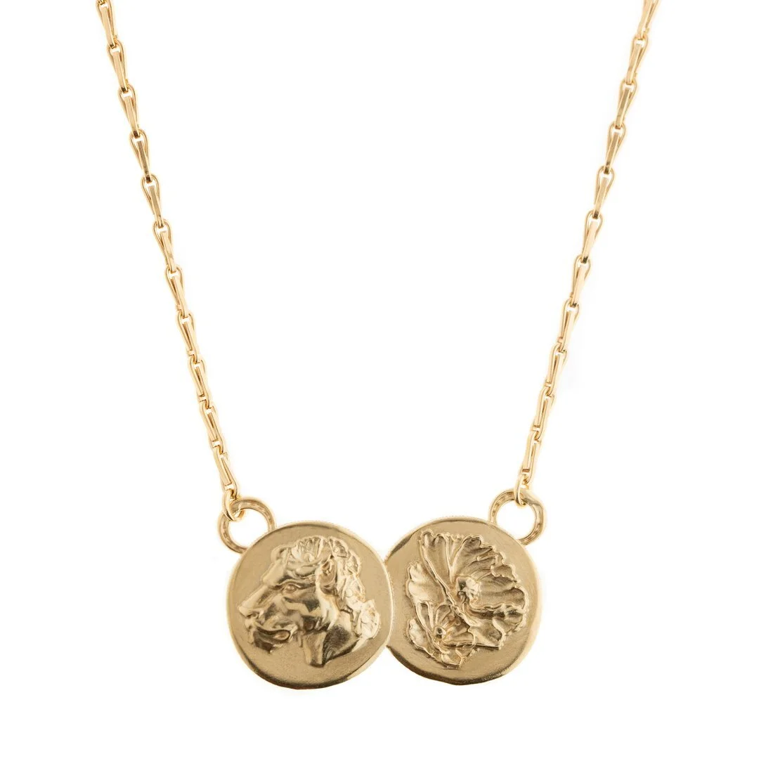 Lioness Double Coin Pendant — Handmade 