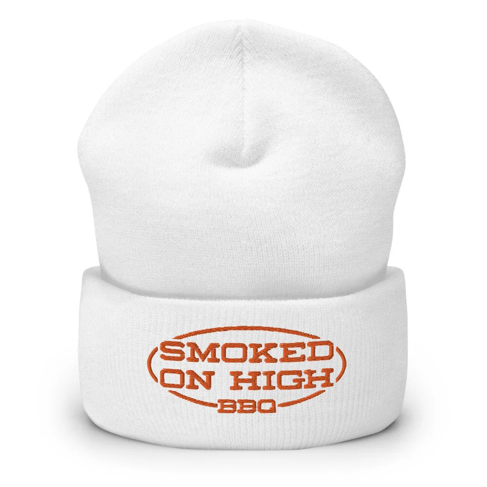 Orange Embroidered Beanie — Smoked on 