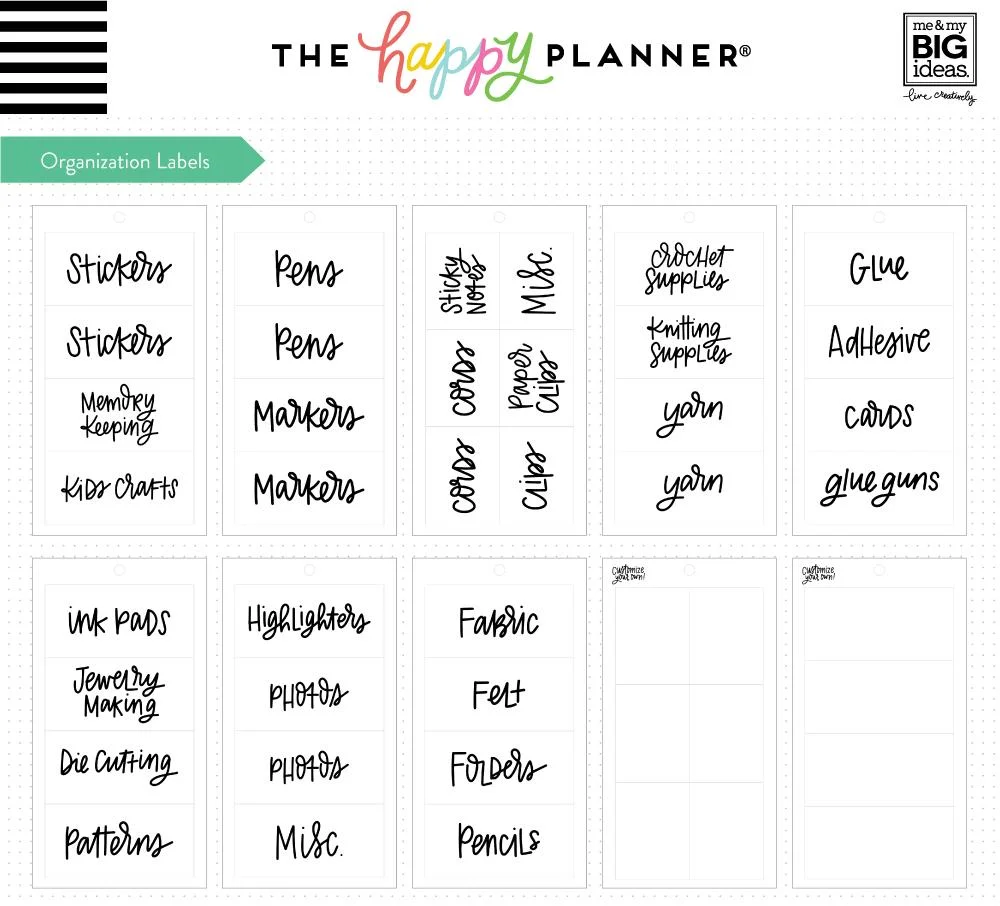 The Happy Planner Organization Labels Craft Room Trillia Planning