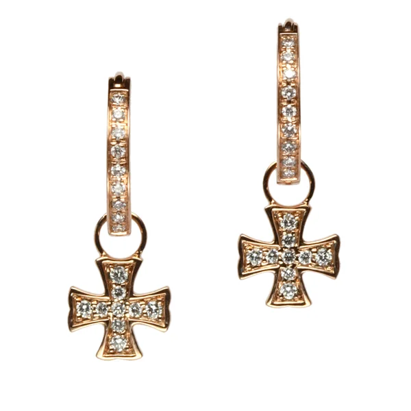 Maltese Cross Gold Earring Charms 