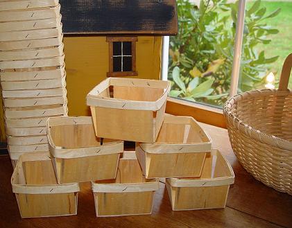 1 Quart Handmade Wooden Berry Baskets 
