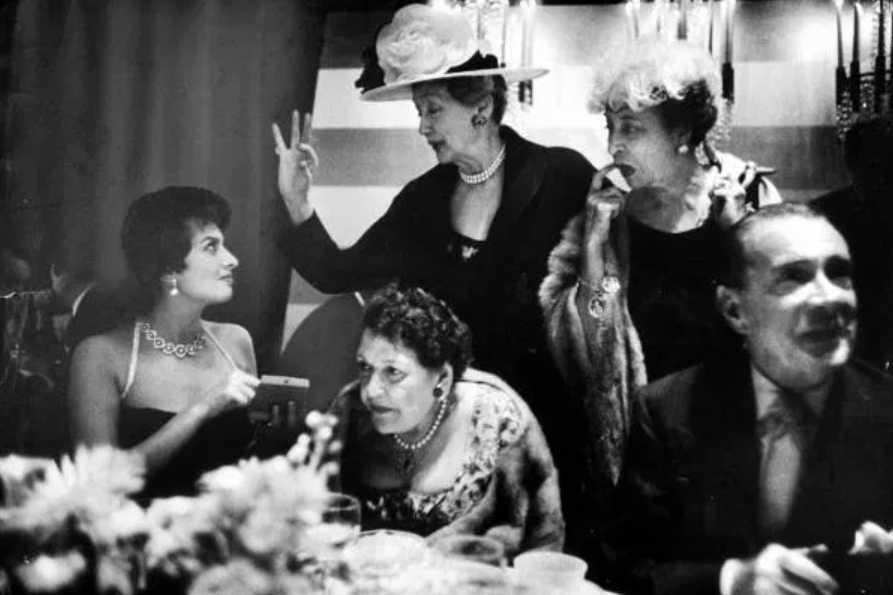 Hedda Hopper and Louella Parsons at Party for Sophia Loren at Romanoff's with Conchita Pignatelli, 1957 | LIFE Magazine