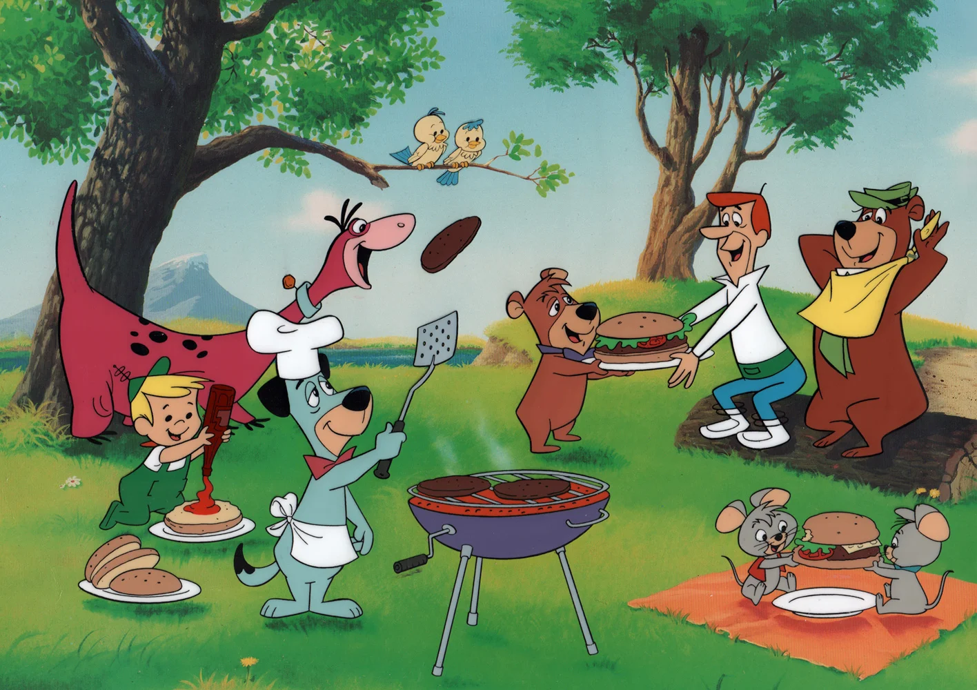 Comic Mint Animation Art Company Picnic Signed By Bill Hanna Joe Barbera