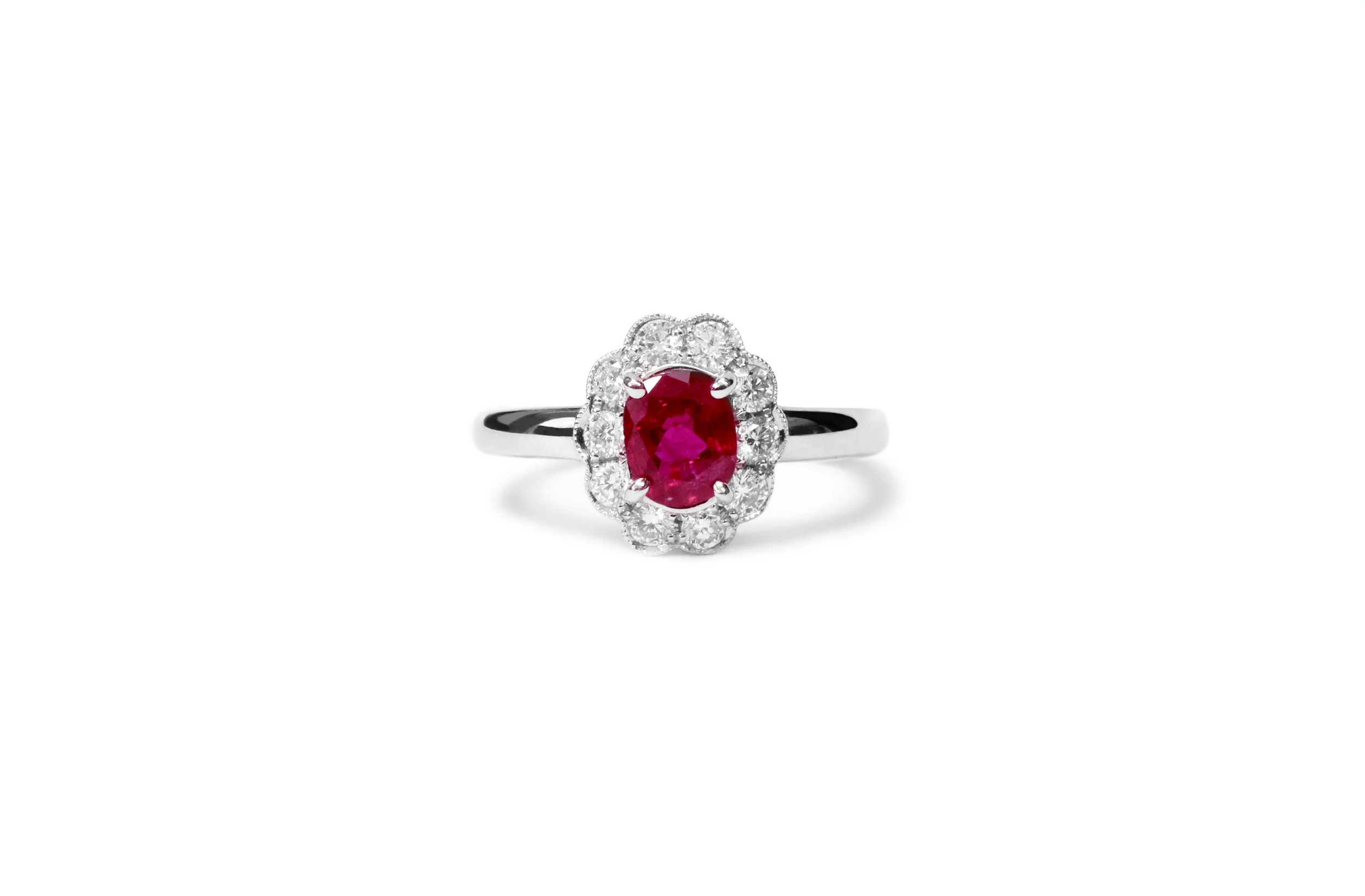 Round Brilliant Halo Diamond Engagement Ring 0.92 ct — J. Sampieri
