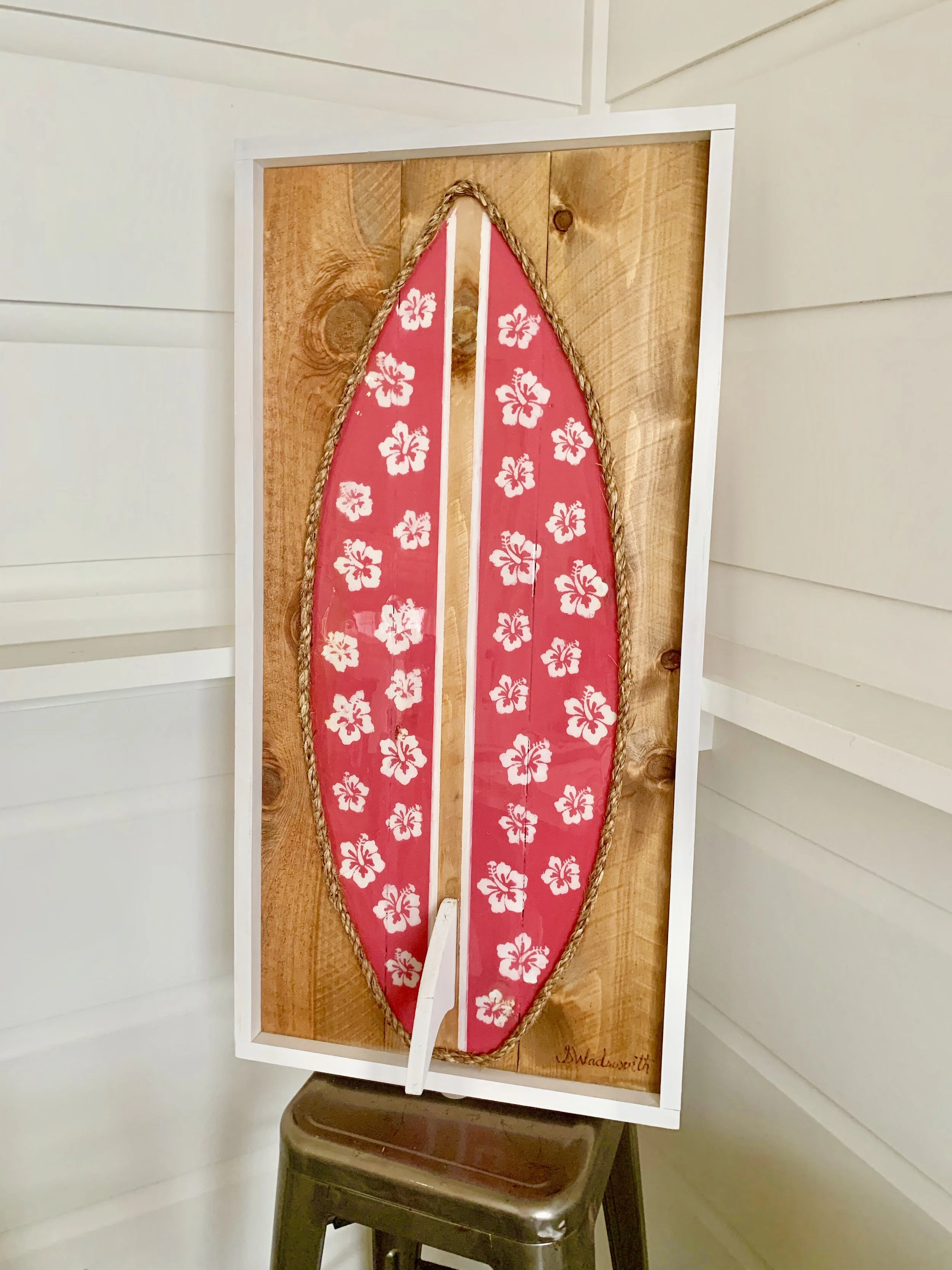 New Pink Hibiscus Mini Surfboard M Street Artwork