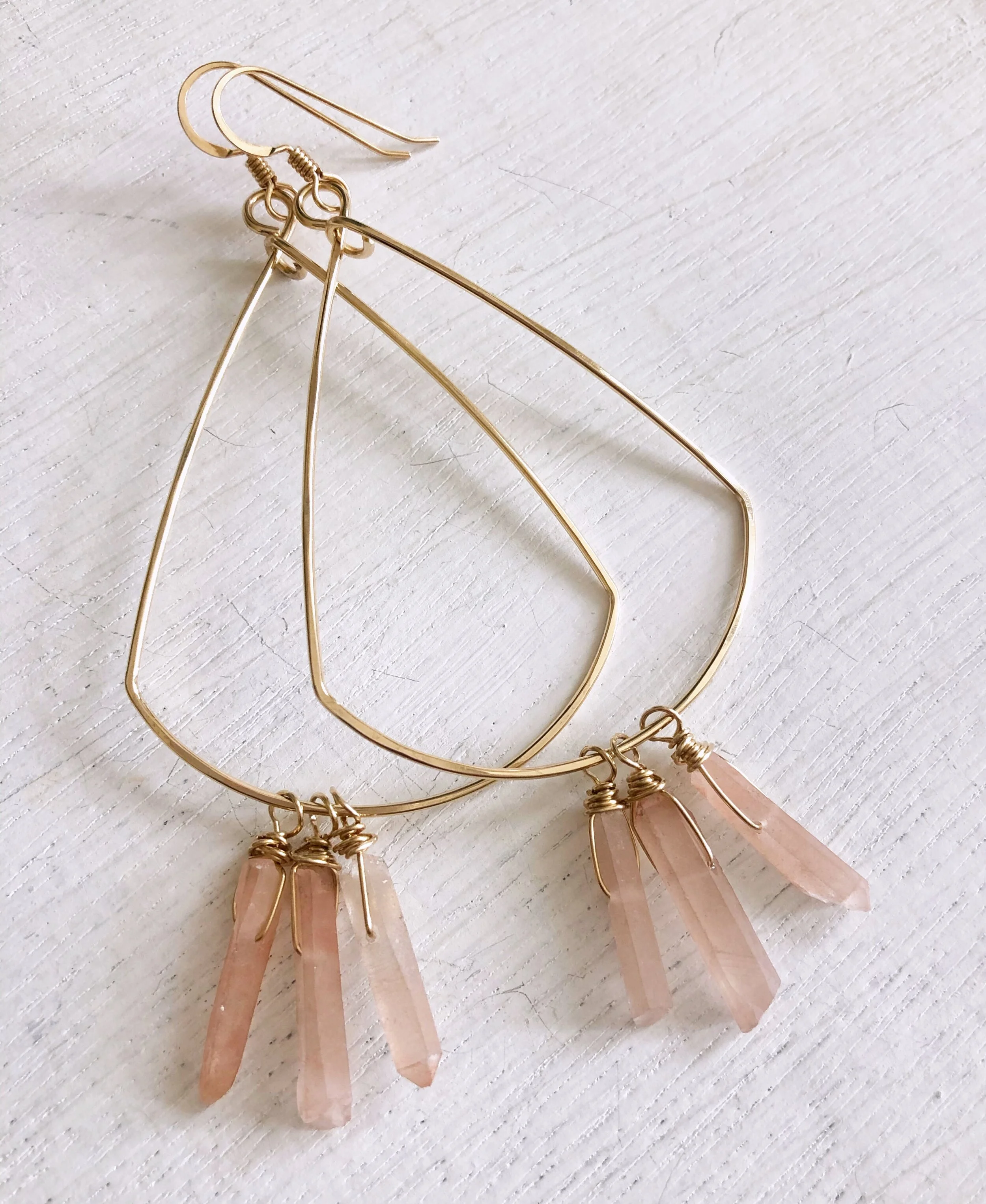 Triangle Hoops with Triple Crystals — Quinn Sharp Jewelry Designs