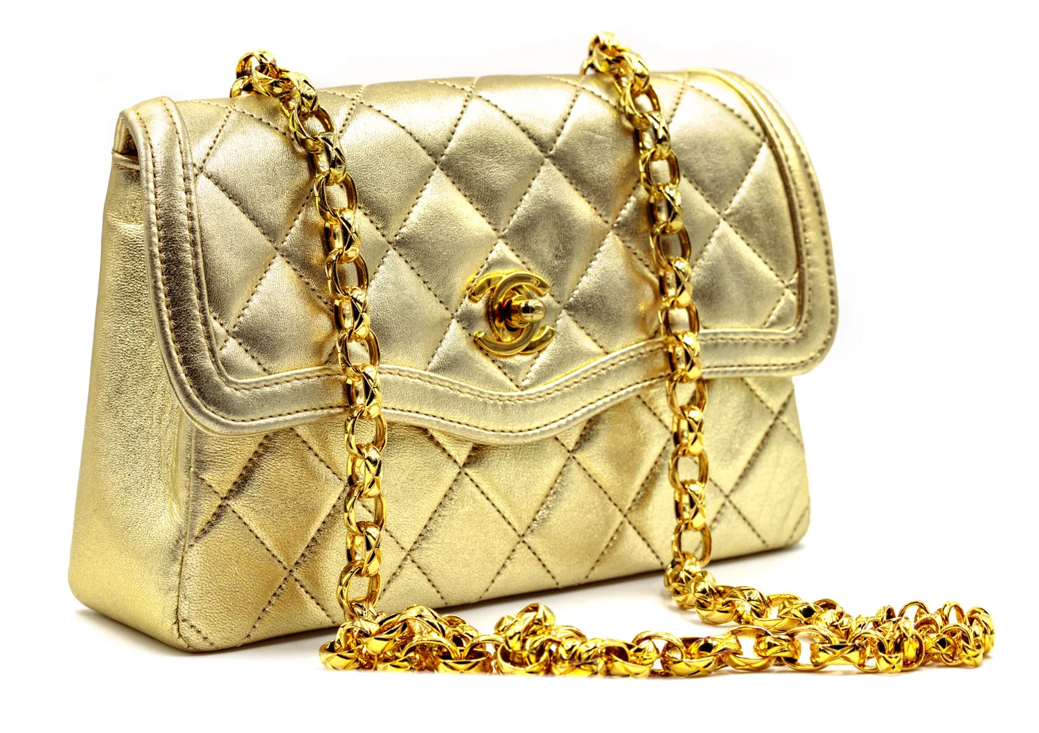 gold quilted bag