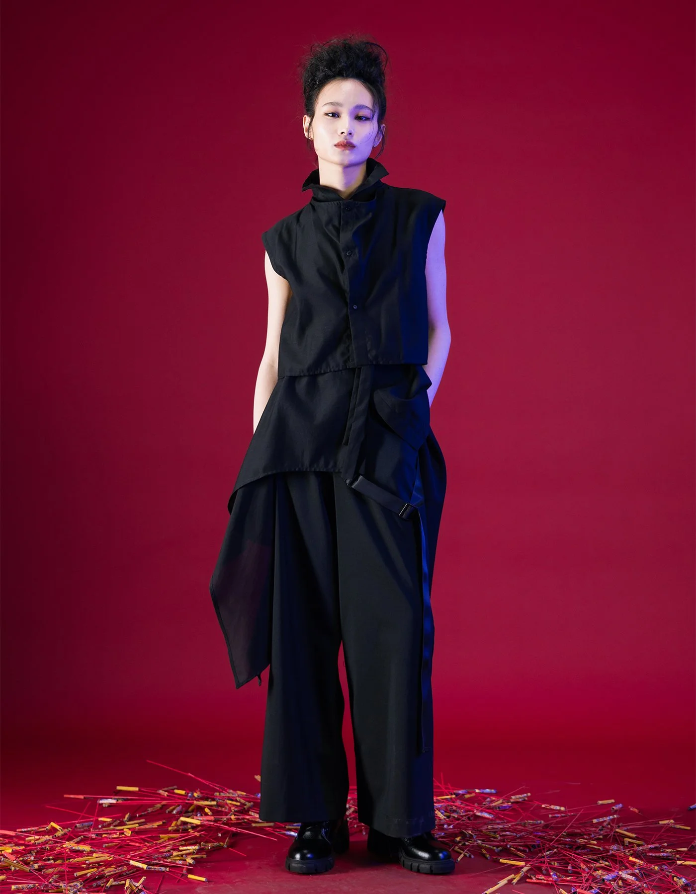 INF 23SS Multi-Layers Draping Sleeveless Shirt — INF - Garment for the rebels, sociopaths, kinkies. Madly tailored by an obsessive and compulsive