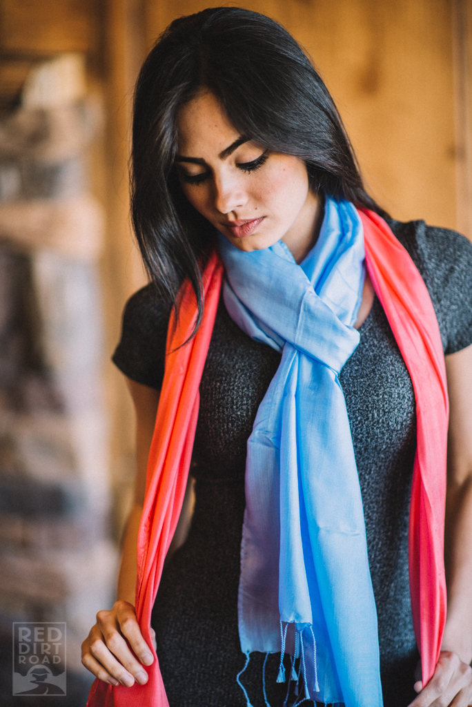 Aqua Soft Drape Silk Scarf Red Dirt Road