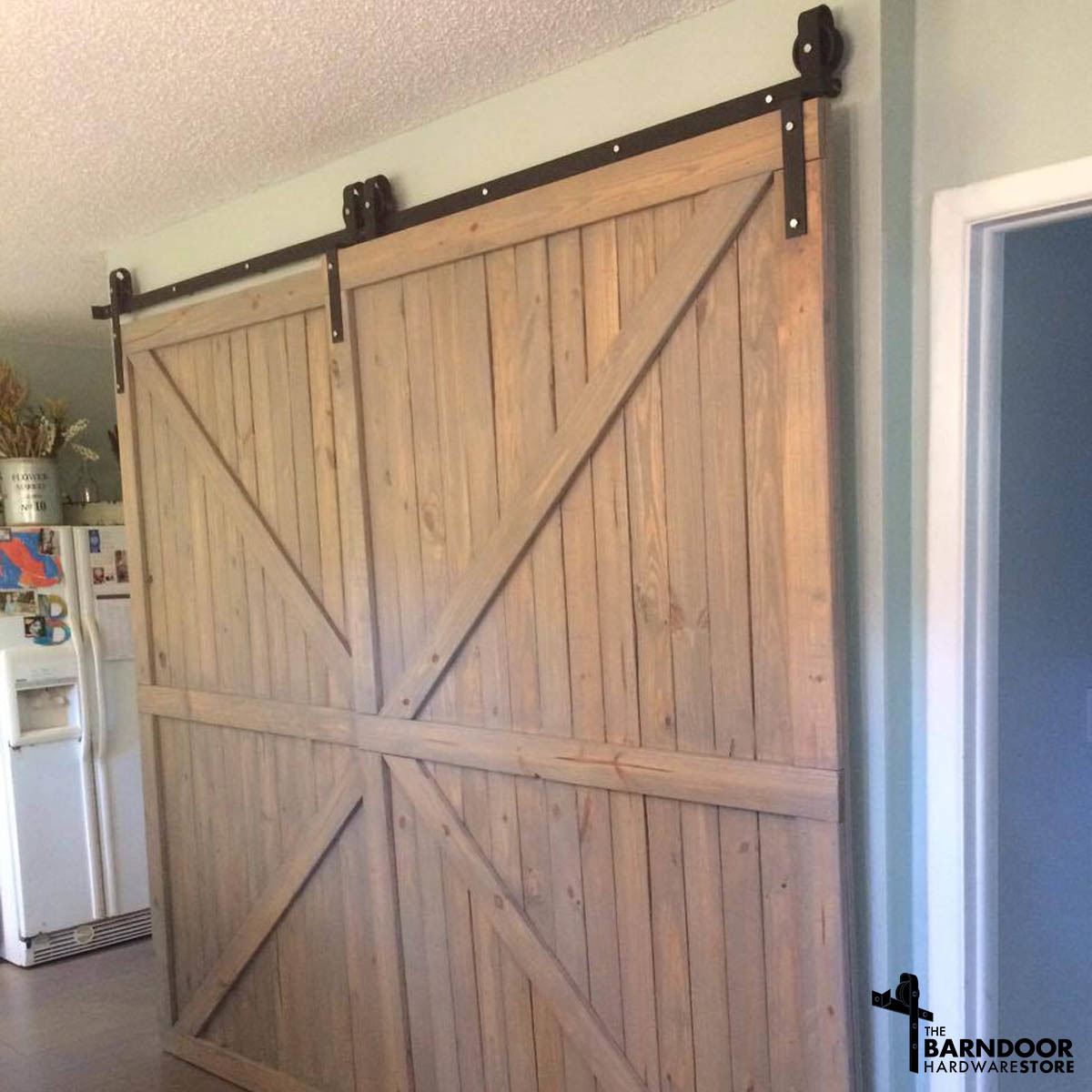 Single Track Bypass Sliding Barn Door Hardware Kit More Colors