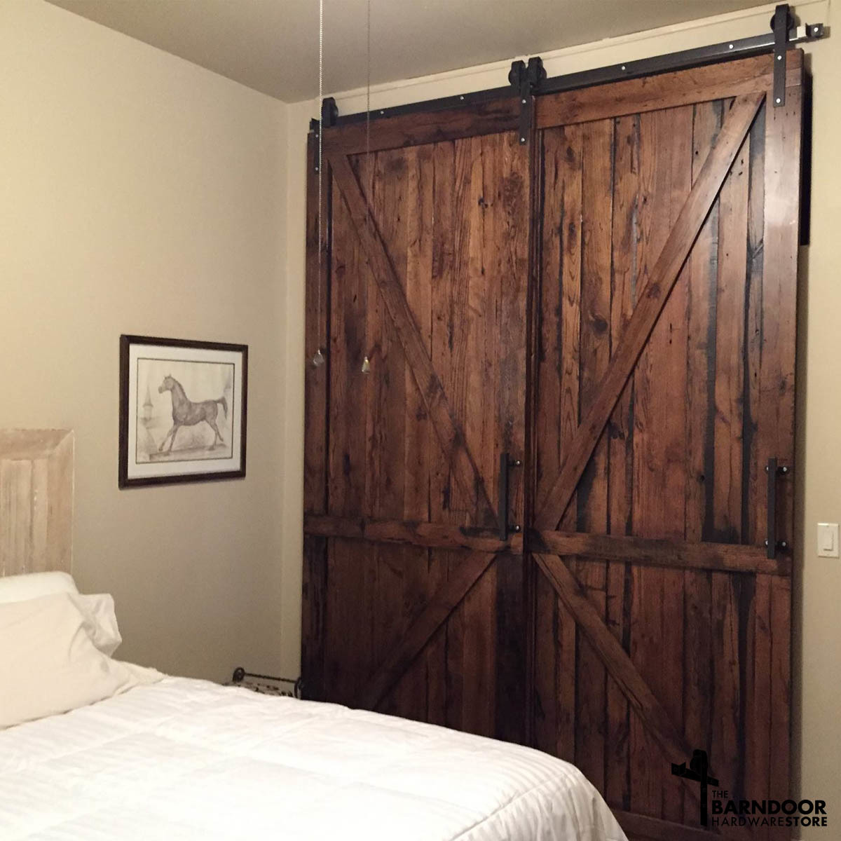 Single Track Bypass Sliding Barn Door Hardware Kit More Colors