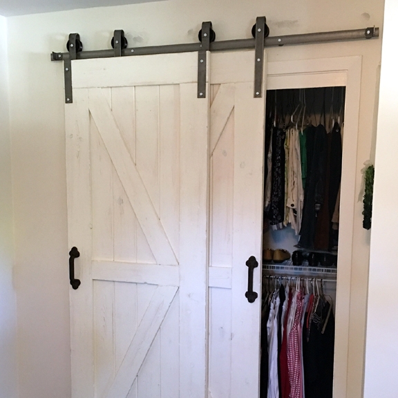 Single Track Bypass Sliding Barn Door Hardware Kit More Colors