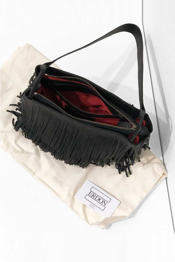 black fringe purse