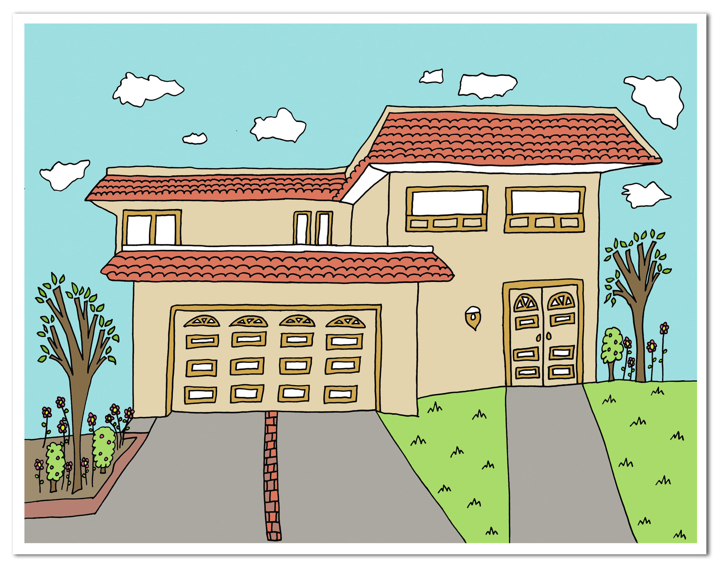 Custom Illustrated House Portrait Nicole Stevenson