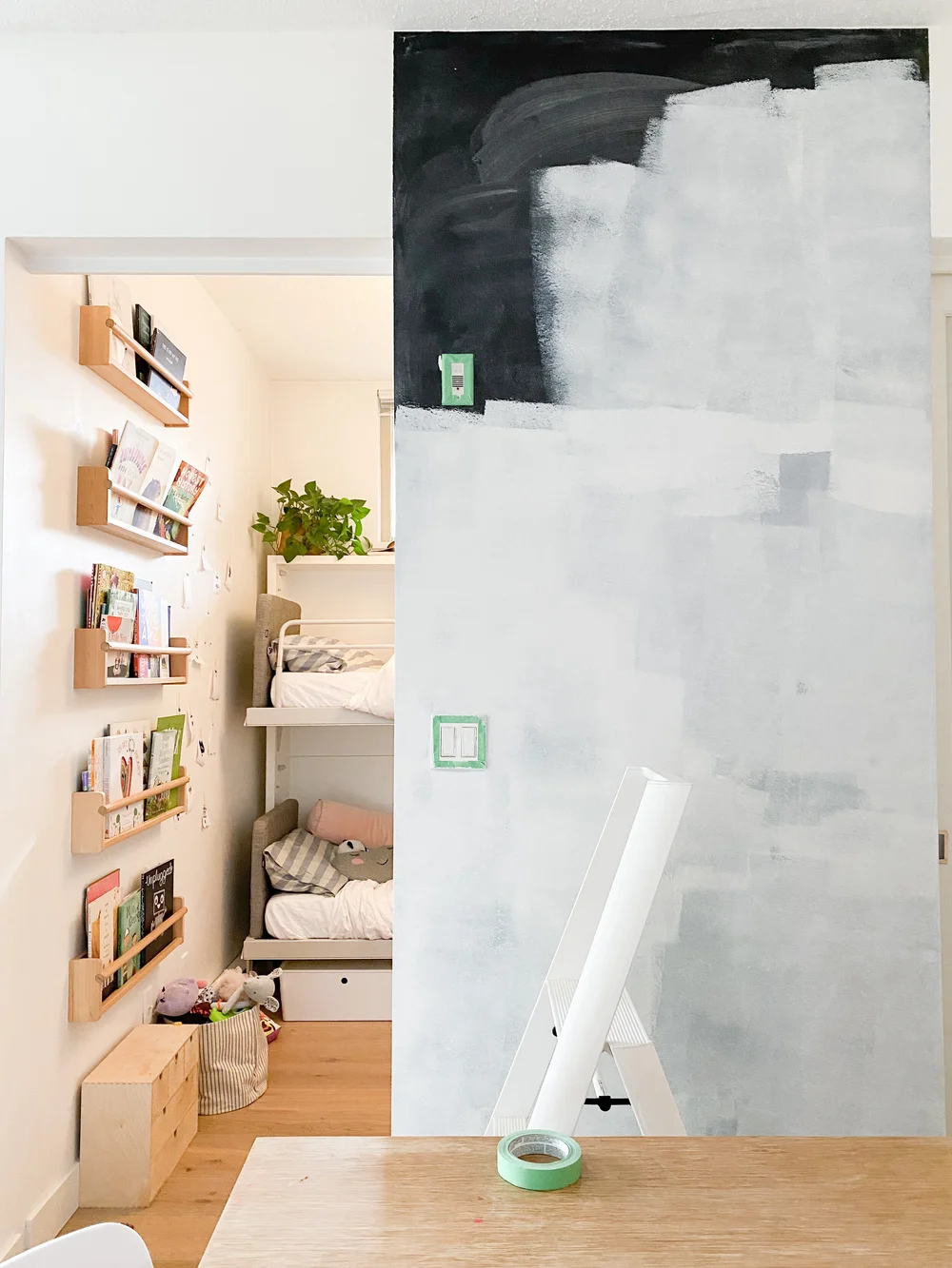 Priming out the chalkboard wall after 10 years.