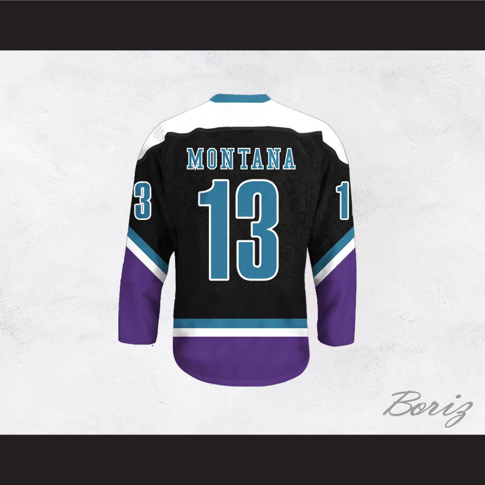 purple and black hockey jersey