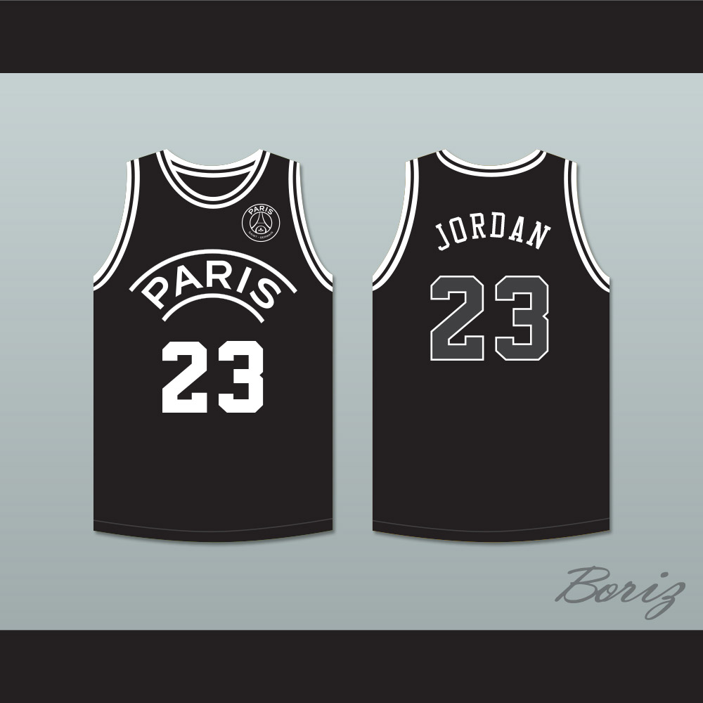 Michael Jordan 23 Paris Saint Germain F C Black Basketball Jersey