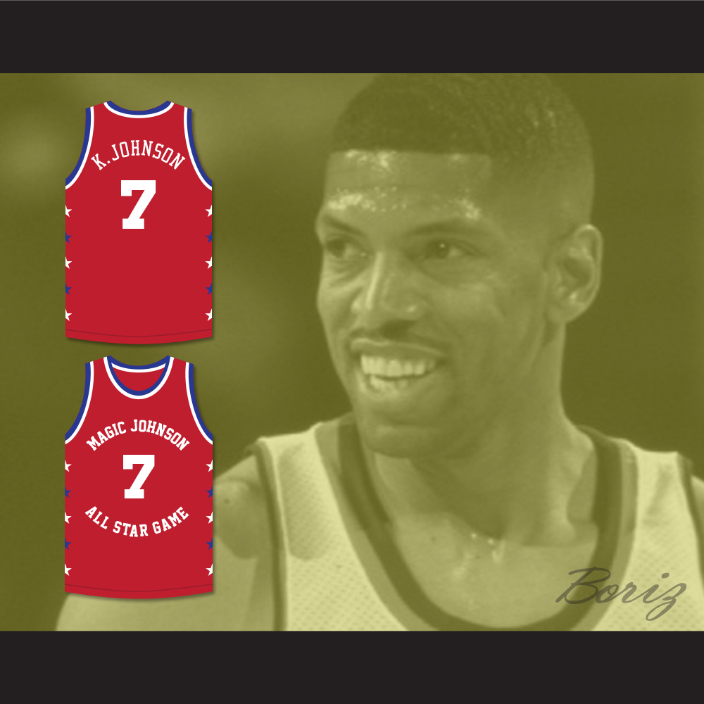 Kevin Johnson 7 Magic Johnson All Star Game Red Basketball Jersey