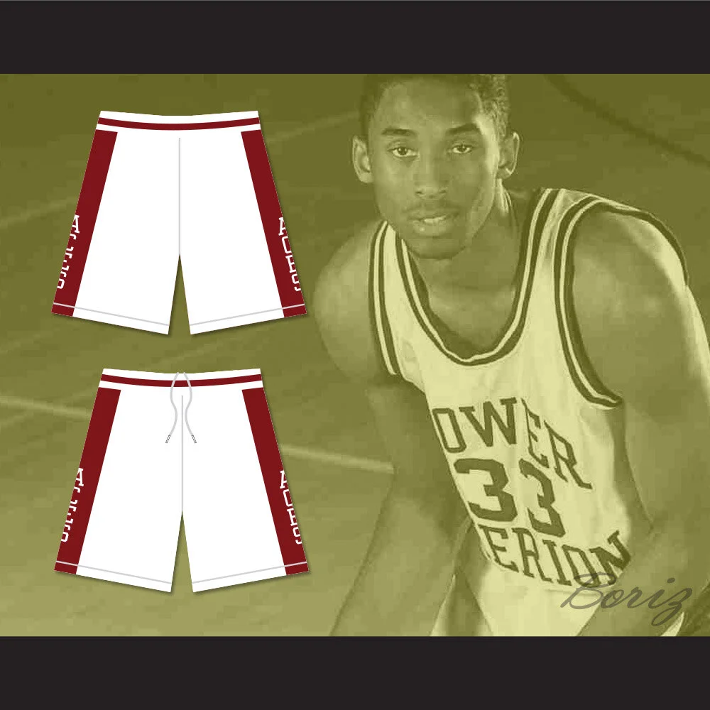 Kobe Bryant Lower Merion High School Aces White Basketball Shorts Boriz