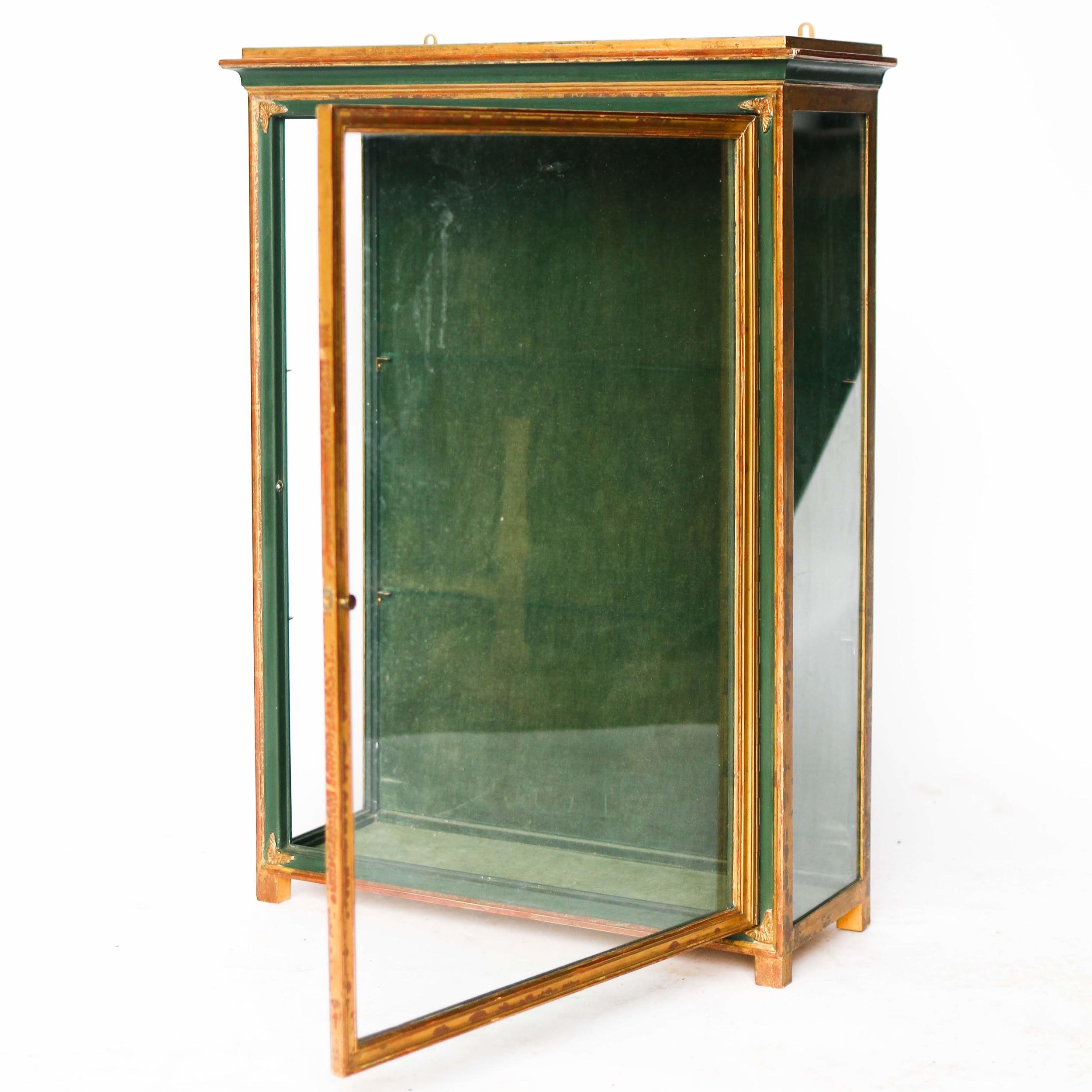 Antique French Wall Curio Cabinet Lined In Velvet Jason Arnold