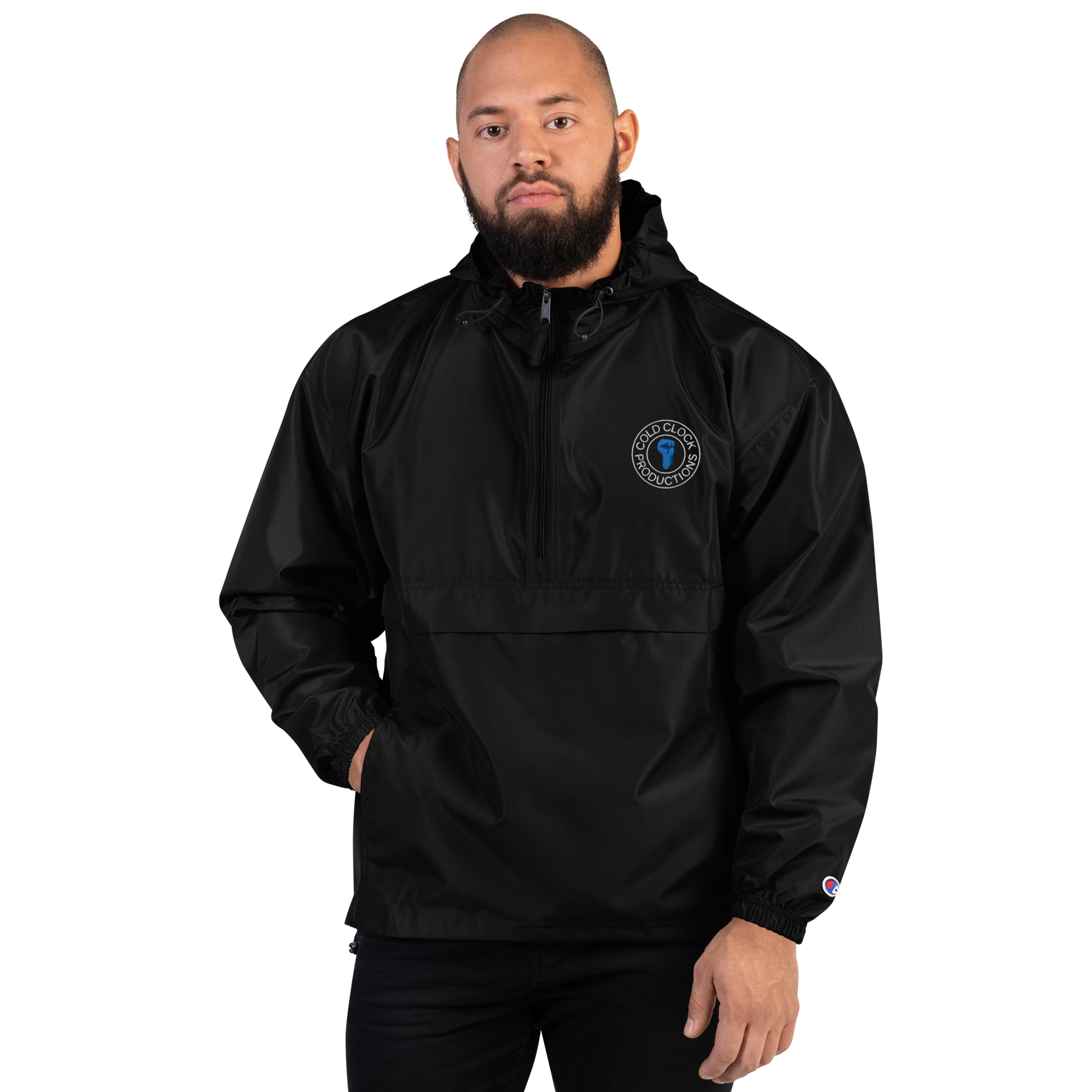 Cold Clock Embroidered Champion Packable Jacket Cold Clock