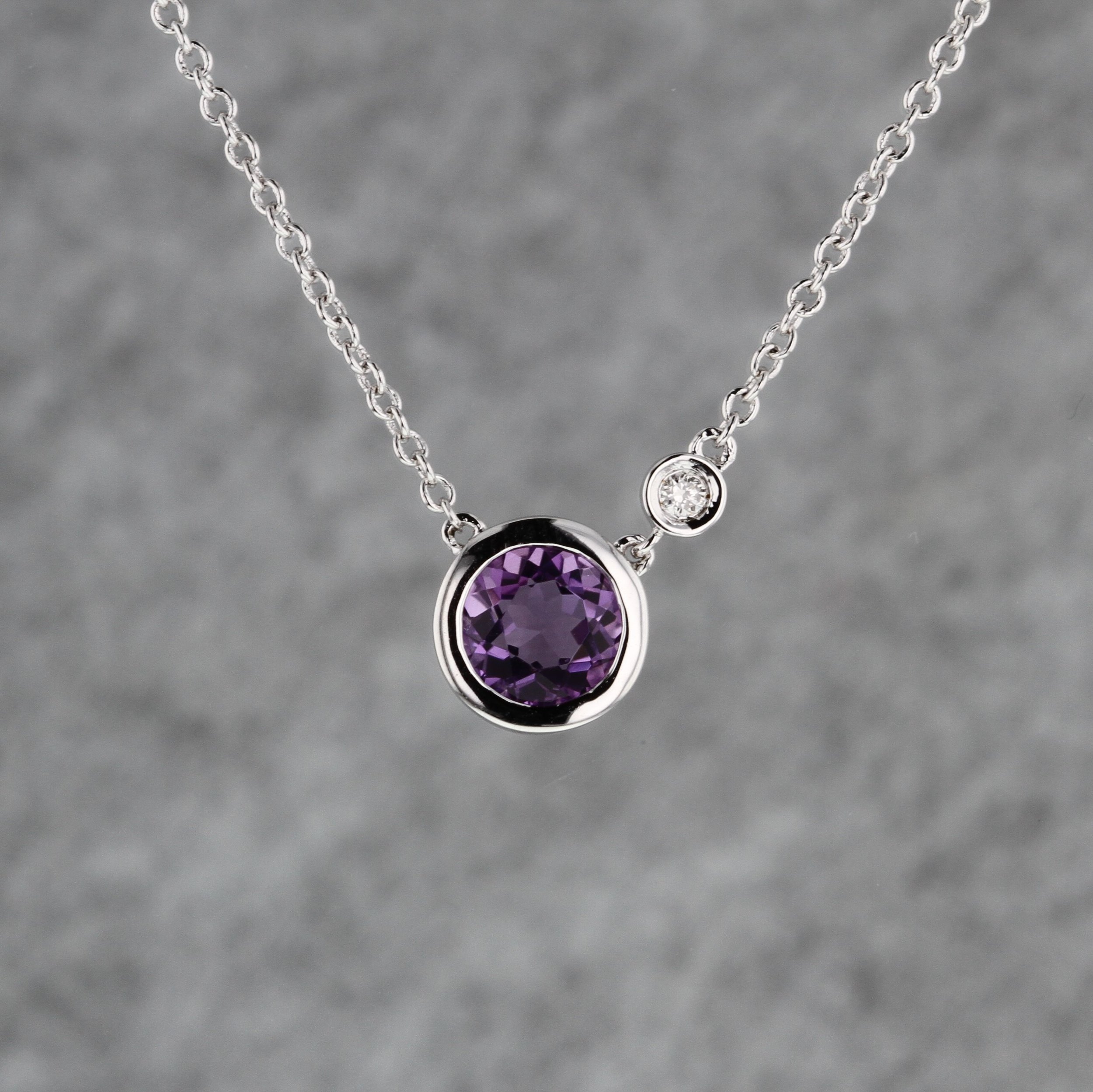 JOlivers Sterling Silver Amethyst Diamond Pendant