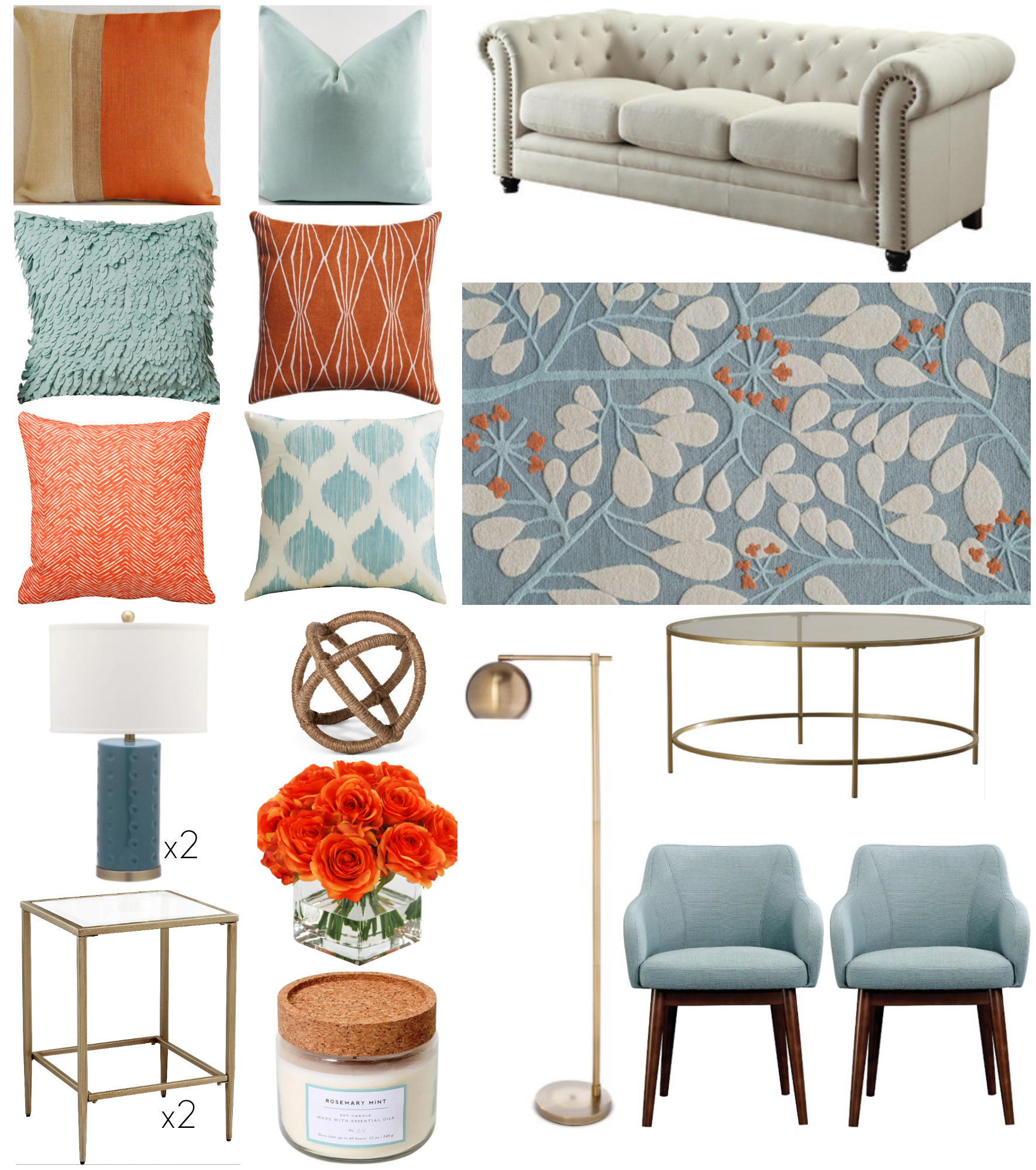 Coral And Blue Living Room Under 2500 Rebecca Dickinson Designs And Staging