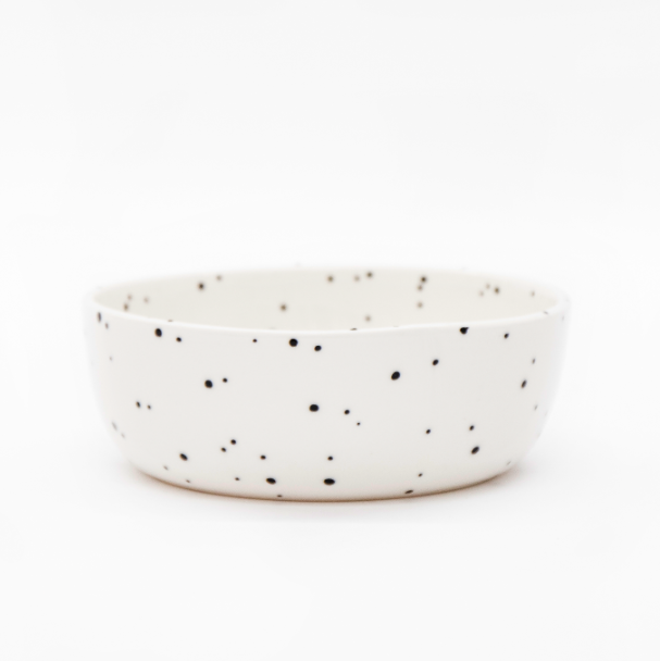 white ceramic dog bowl