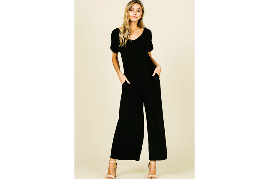black jumpsuit with pockets
