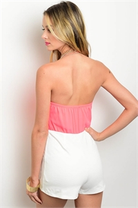pink and white romper