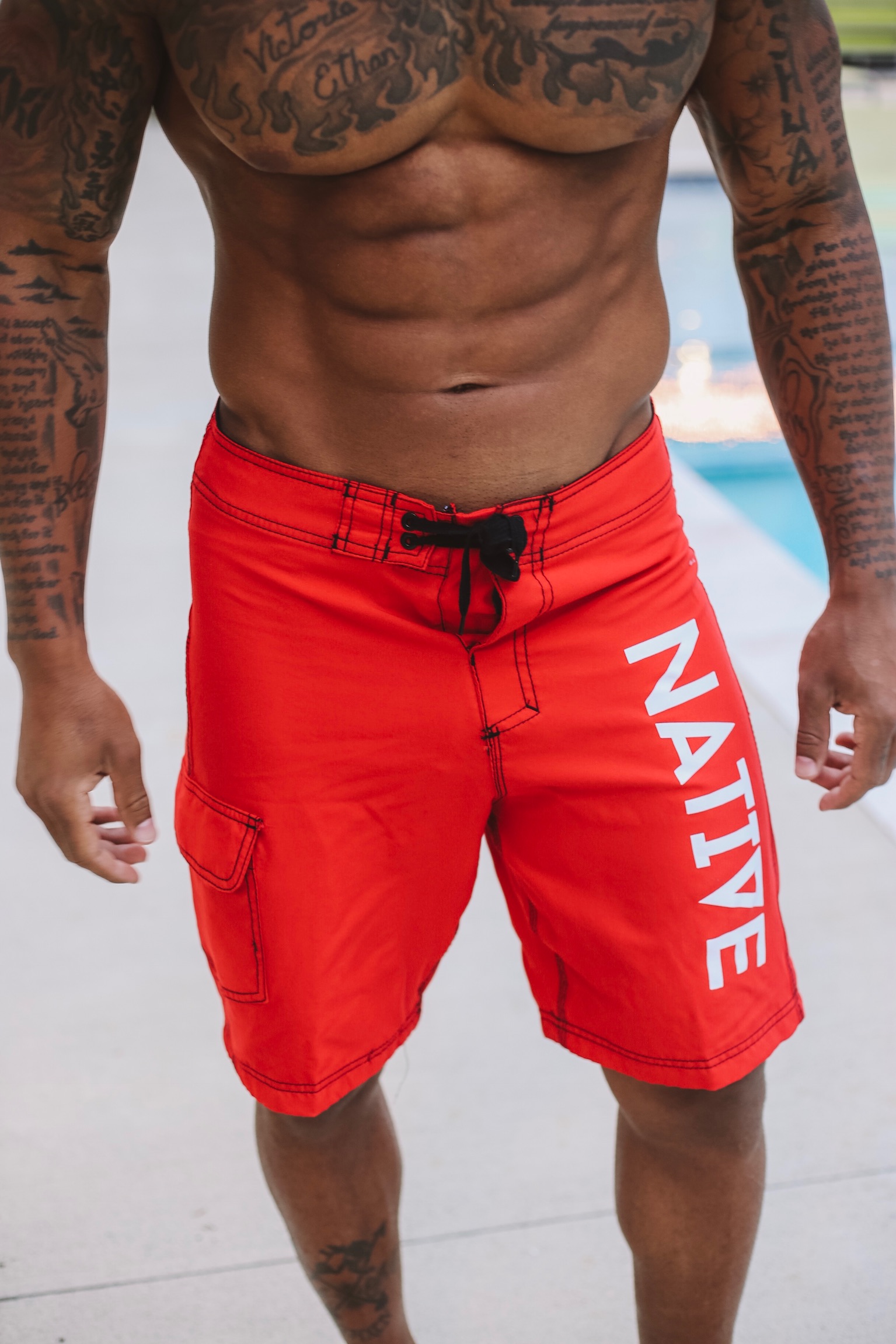 red swim shorts mens