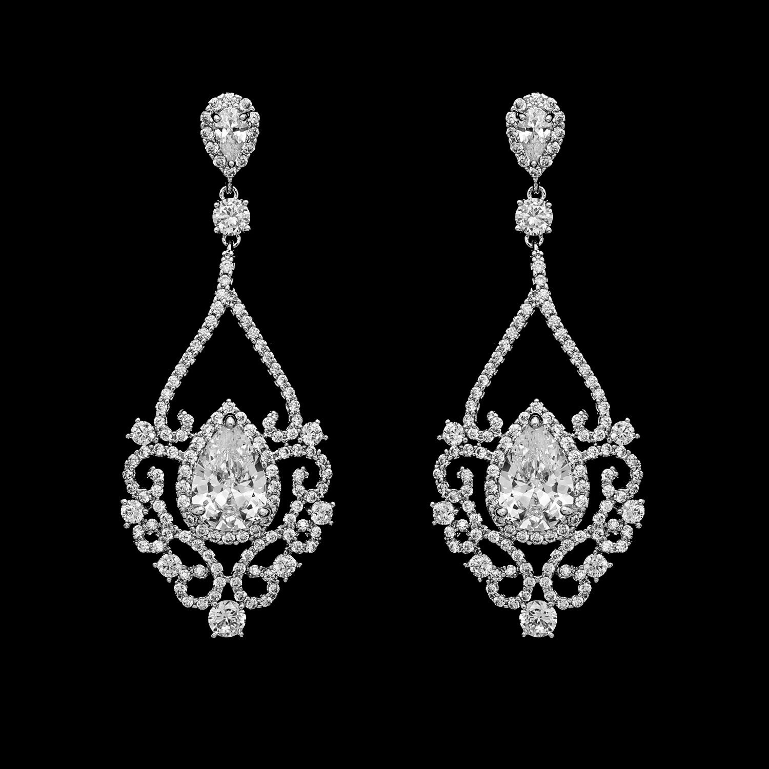 Long Cubic Zirconia Earrings- E-7521/DS — Danielly's Boutique