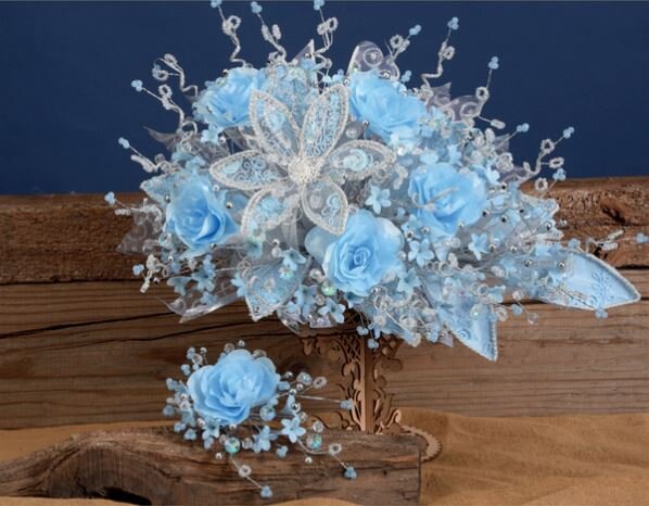 blue and silver bouquet