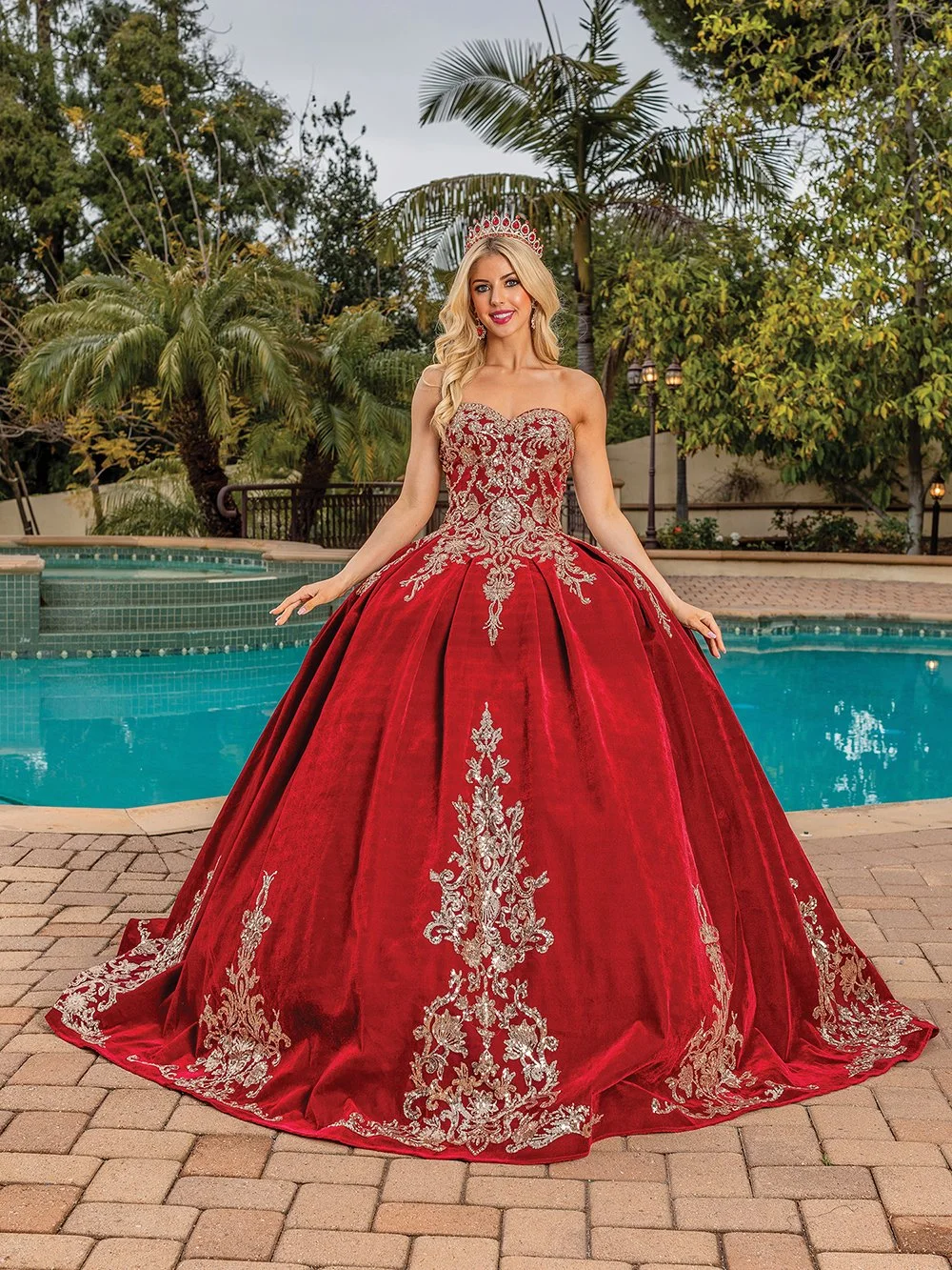Burgundy quinceanera dress with sleeves online