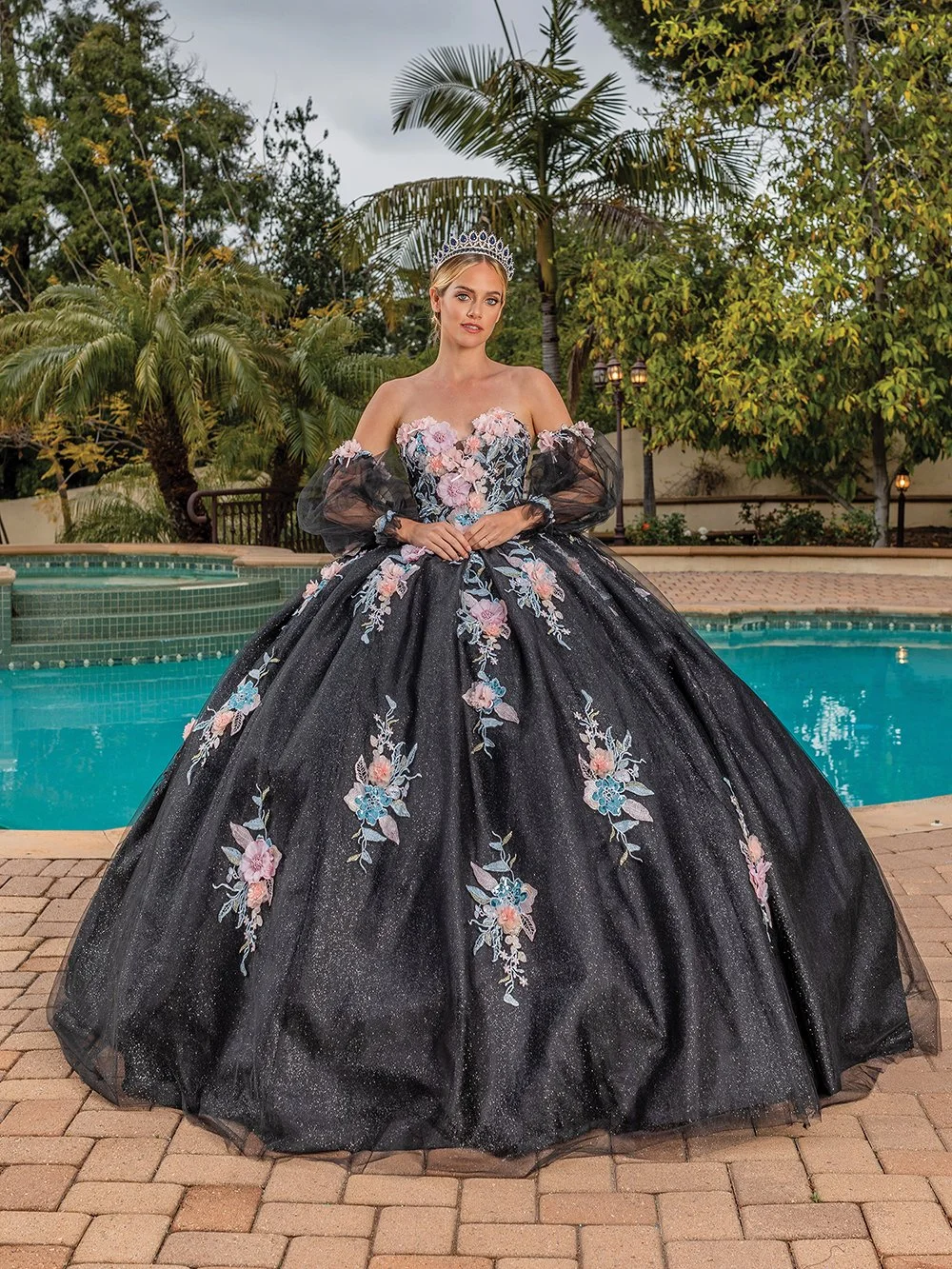 Black and blue quinceanera dresses hotsell