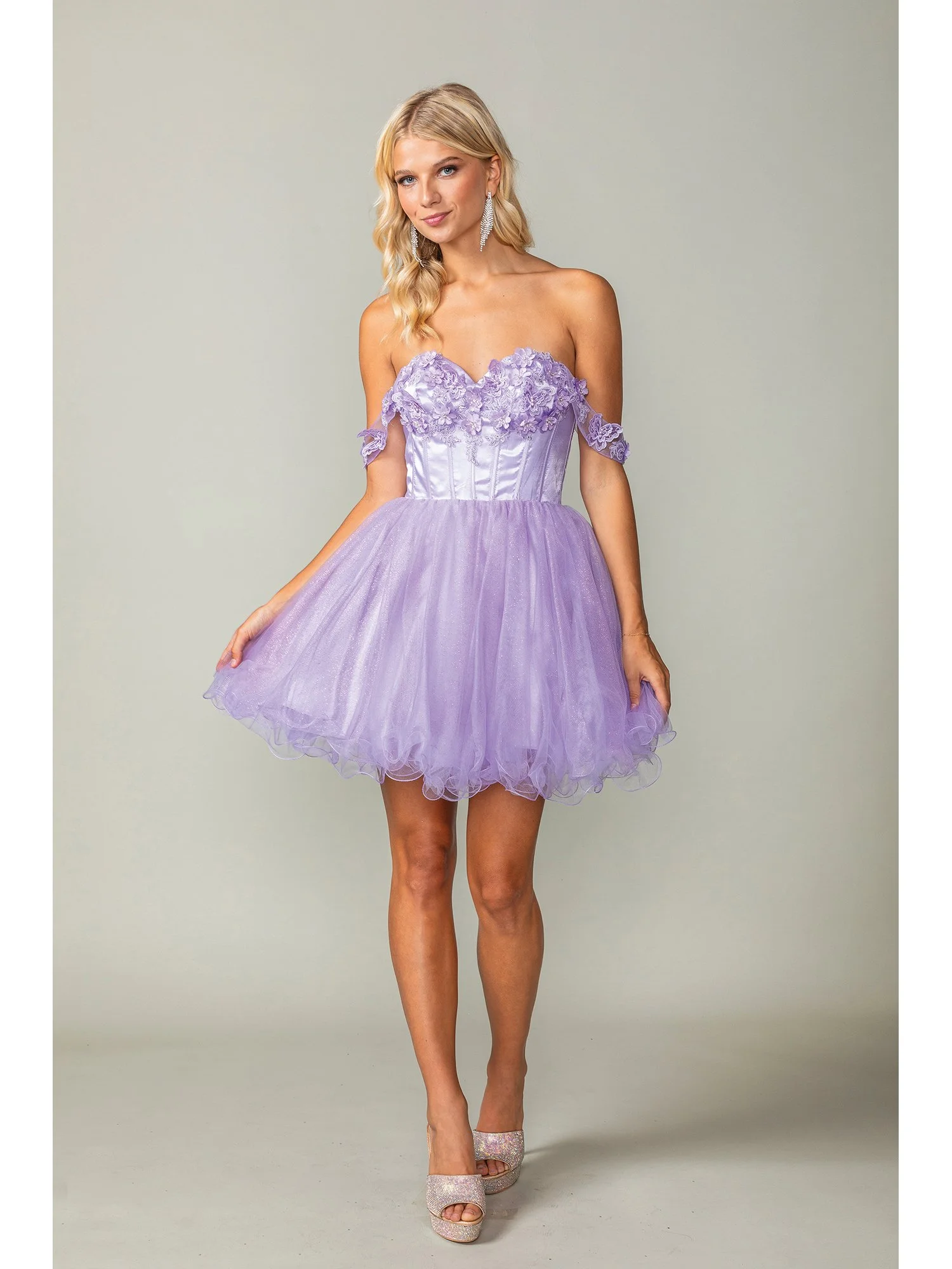 Off White Short Tulle Dama Dress - DQ3371 — Danielly's Boutique