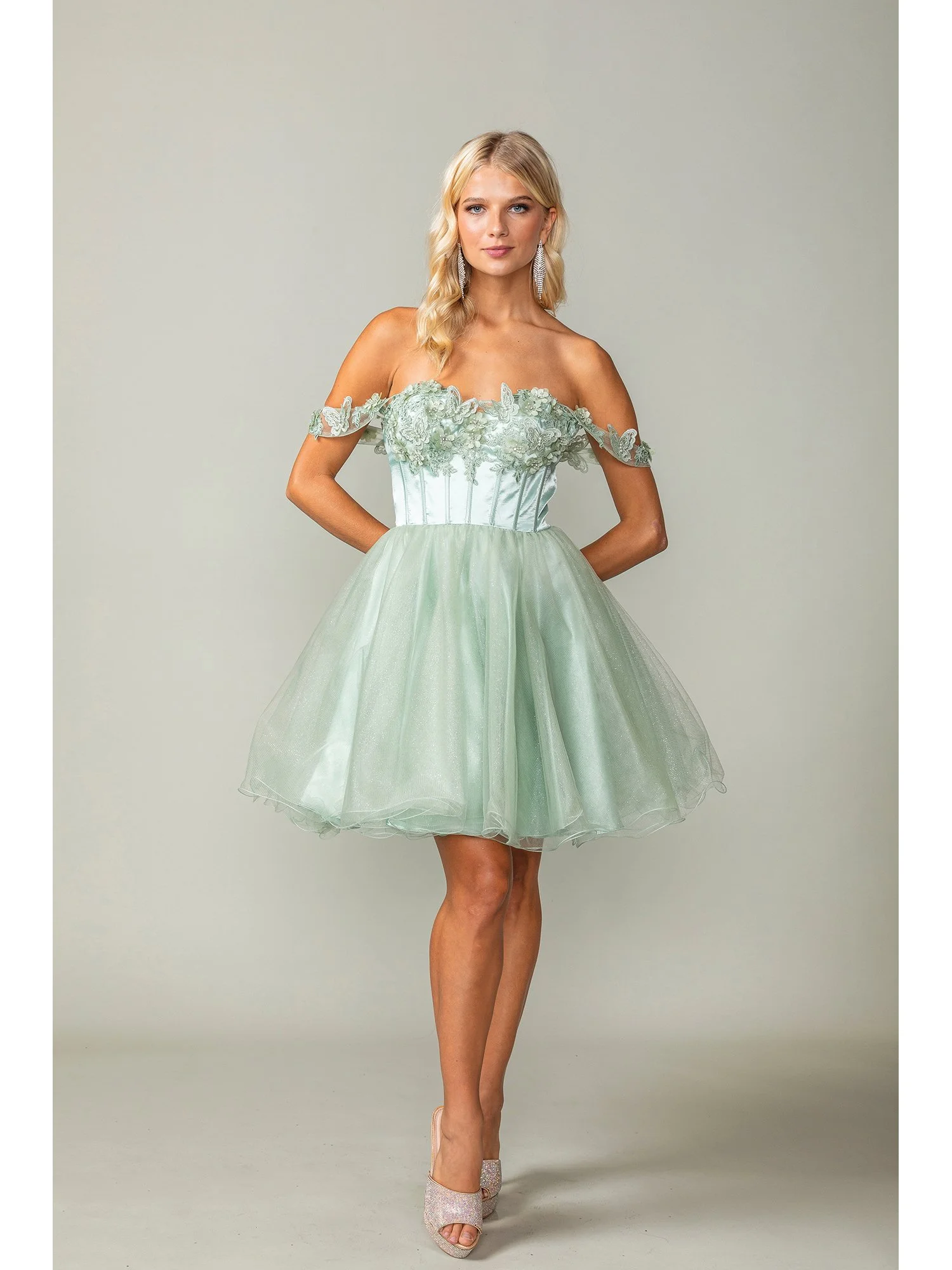 Sage Short Tulle Dama Dress - DQ3371 — Danielly's Boutique Sage Short Tulle Dama Dress - DQ3371 — Danielly's Boutique
