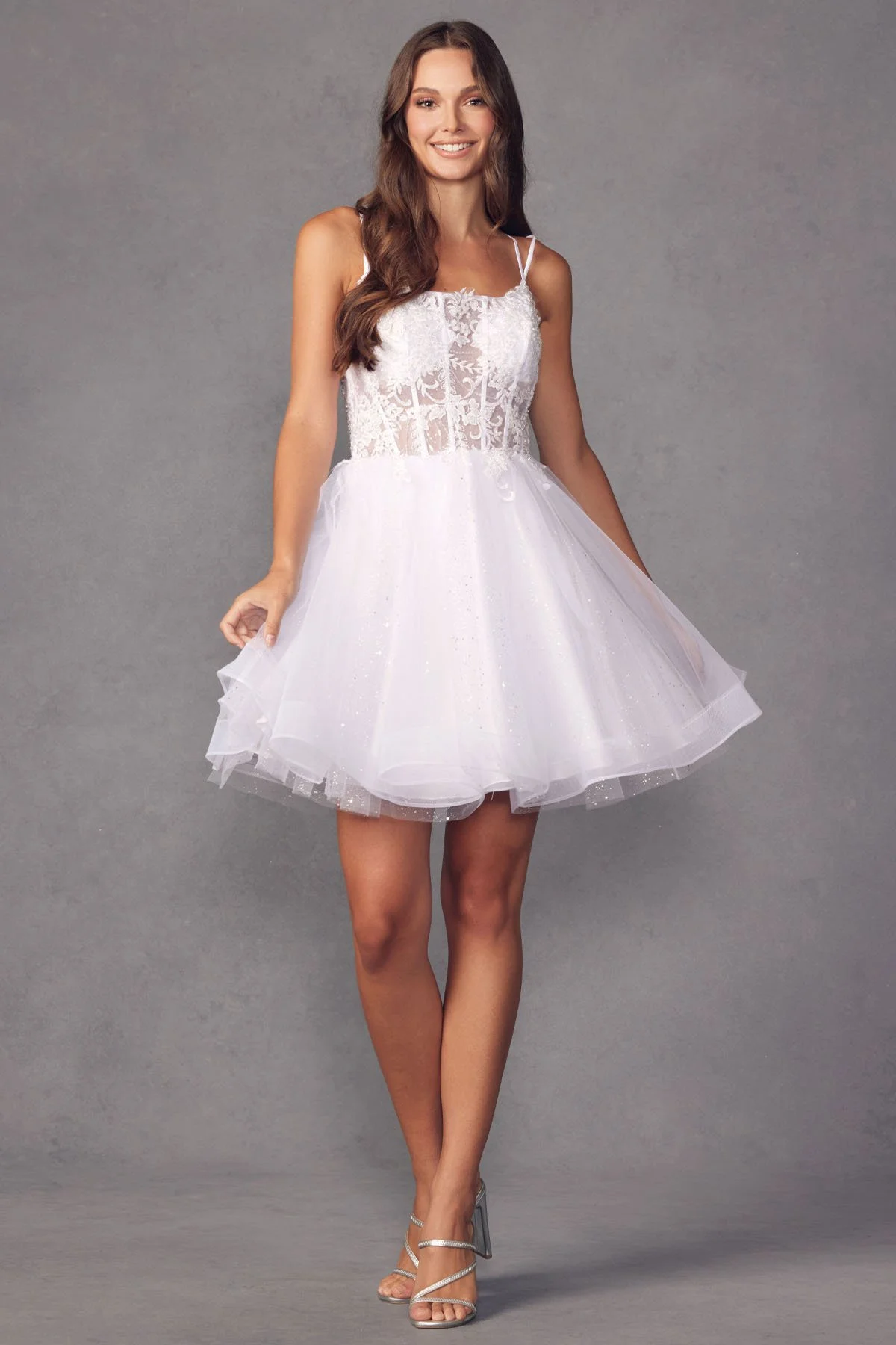 Silver Glitter Tulle Dama Dress - JT883 — Danielly's Boutique