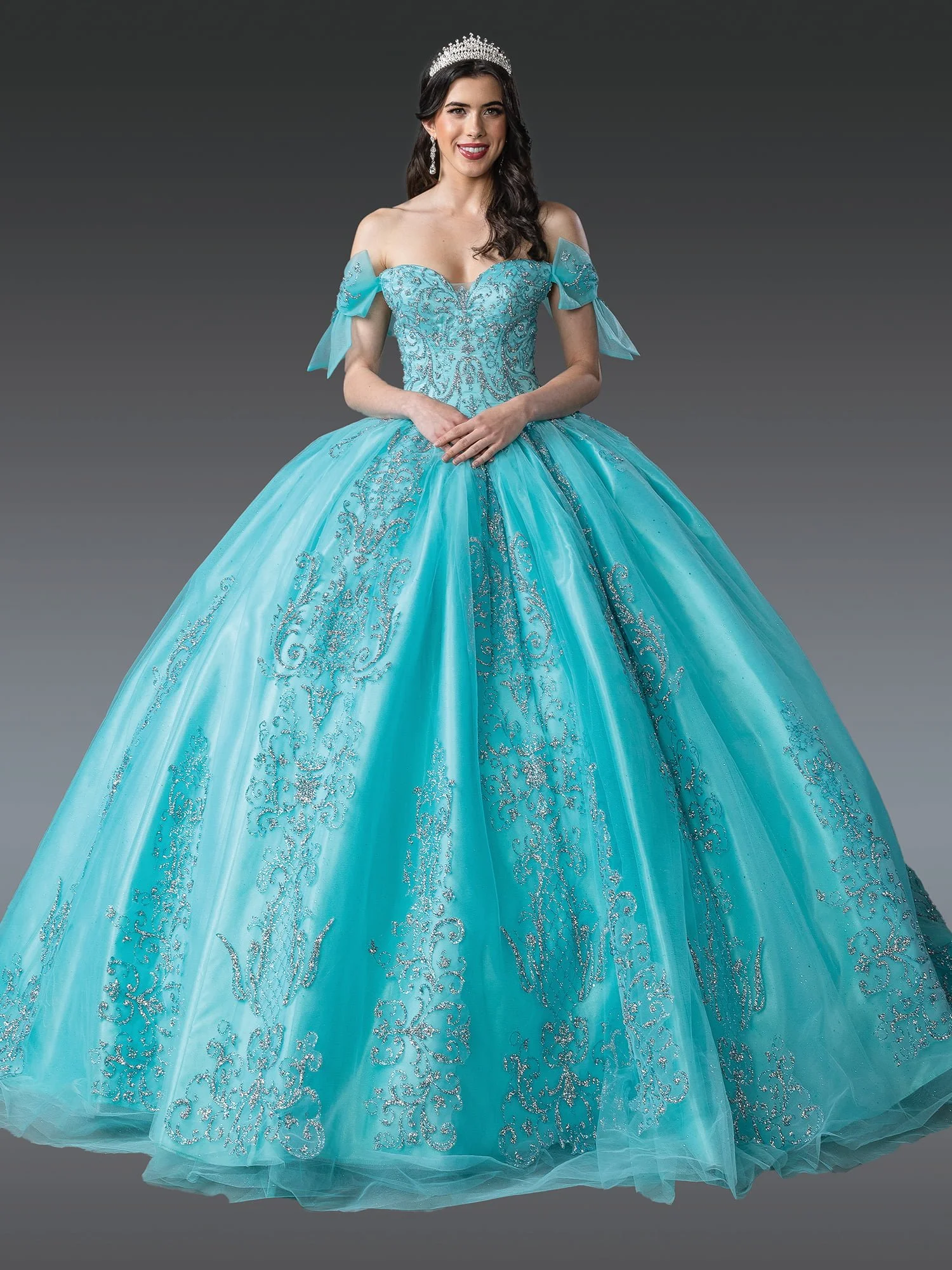 Aqua Quinceanera Dress- DQ1814 — Danielly's Boutique - Main Image