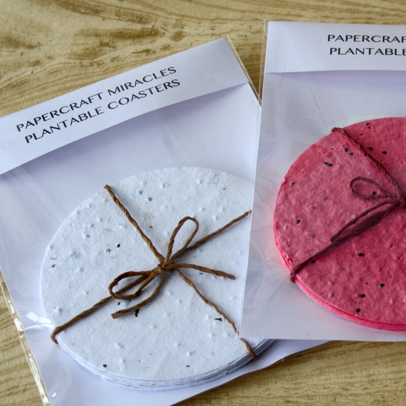 PLANTABLE SEED PAPER COASTERS — PAPERCRAFT MIRACLES LLC
