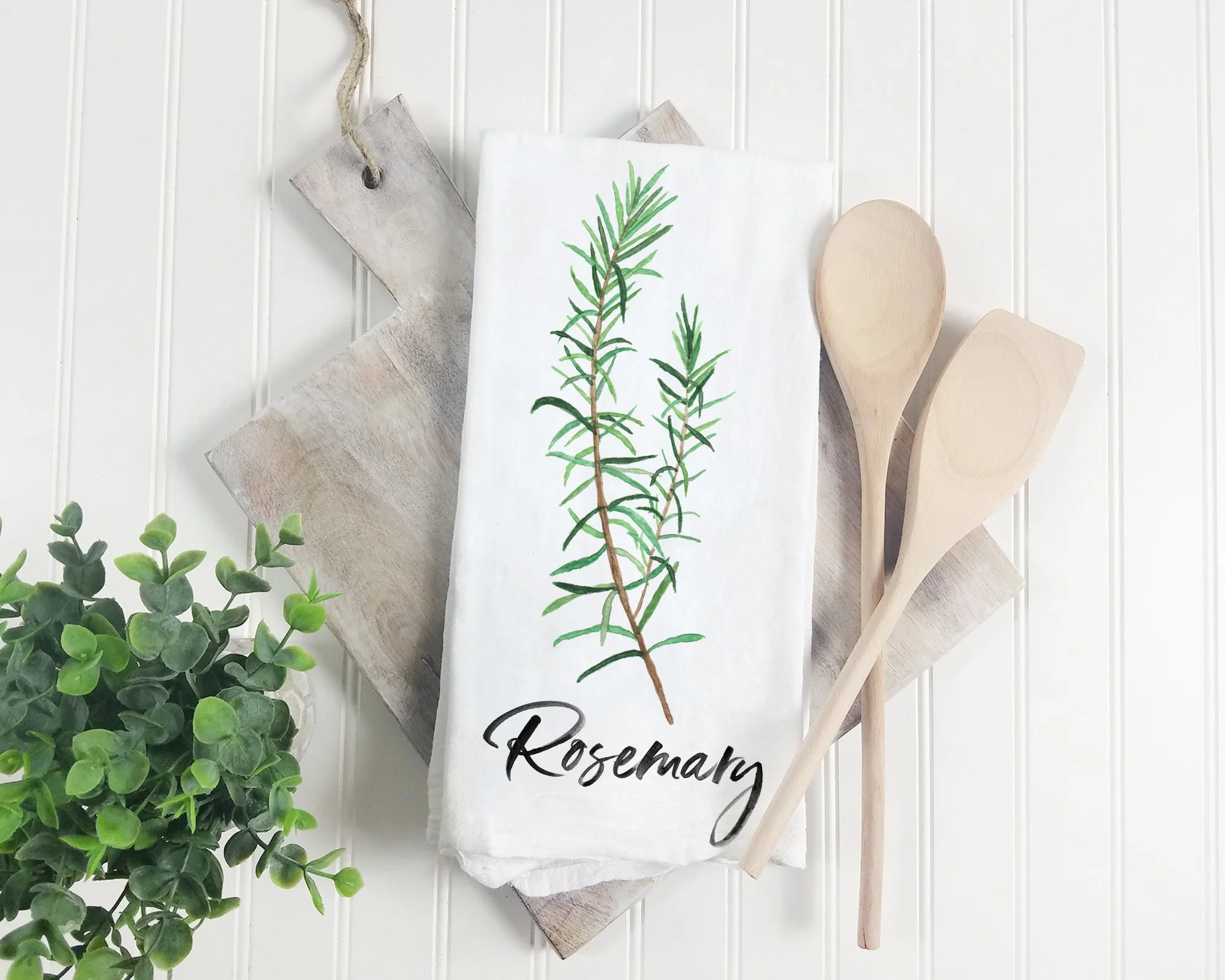 Rosemary Towel Flour Sack Tea Towel Kitchen Towel Watercolor