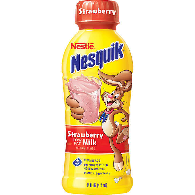 Nestle Strawberry Milk, Nesquik Low Fat, 14oz - (12 Pack) — Chicago City  Distributors, Inc.