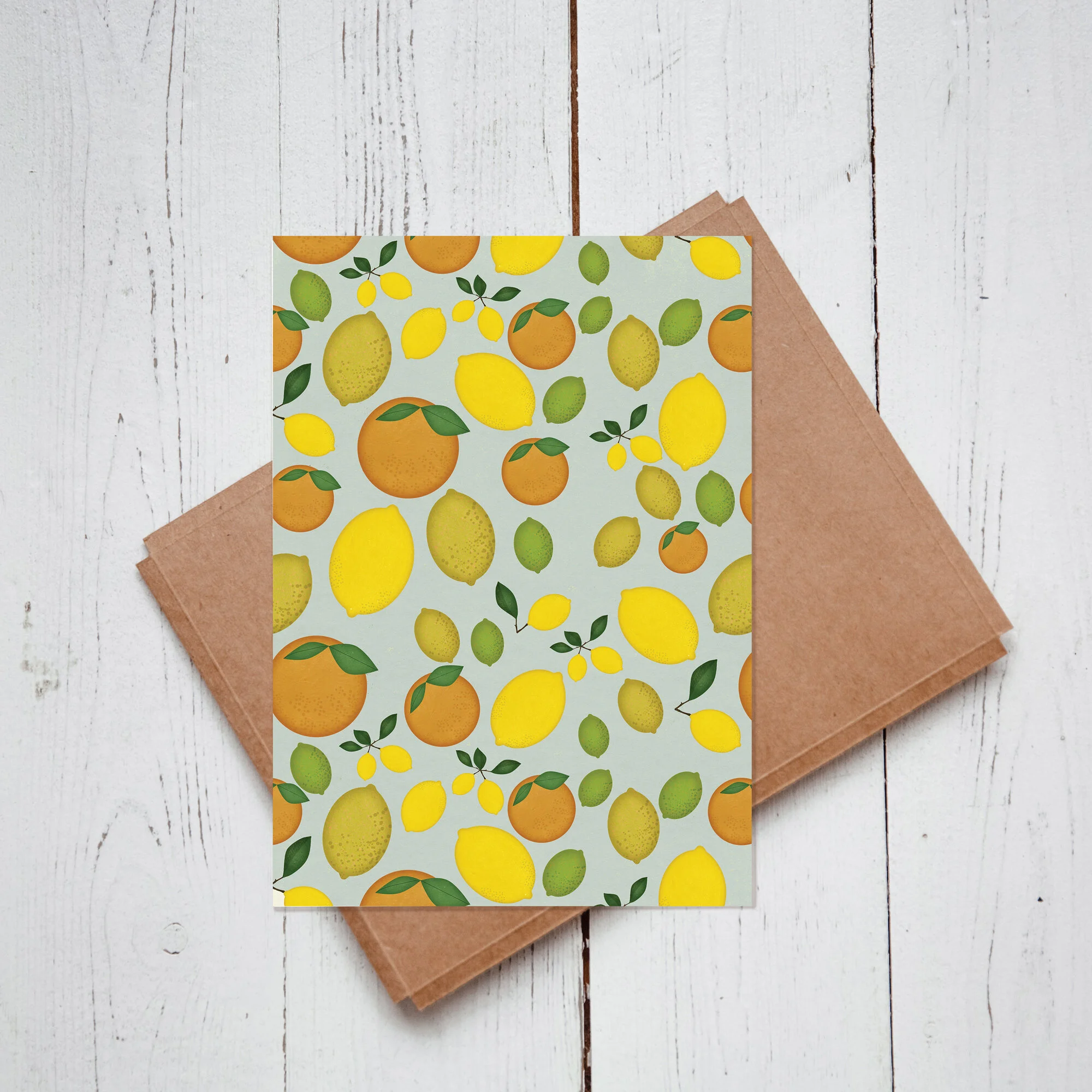 Blue Oranges And Lemons Greeting Cards Foxes And Angels